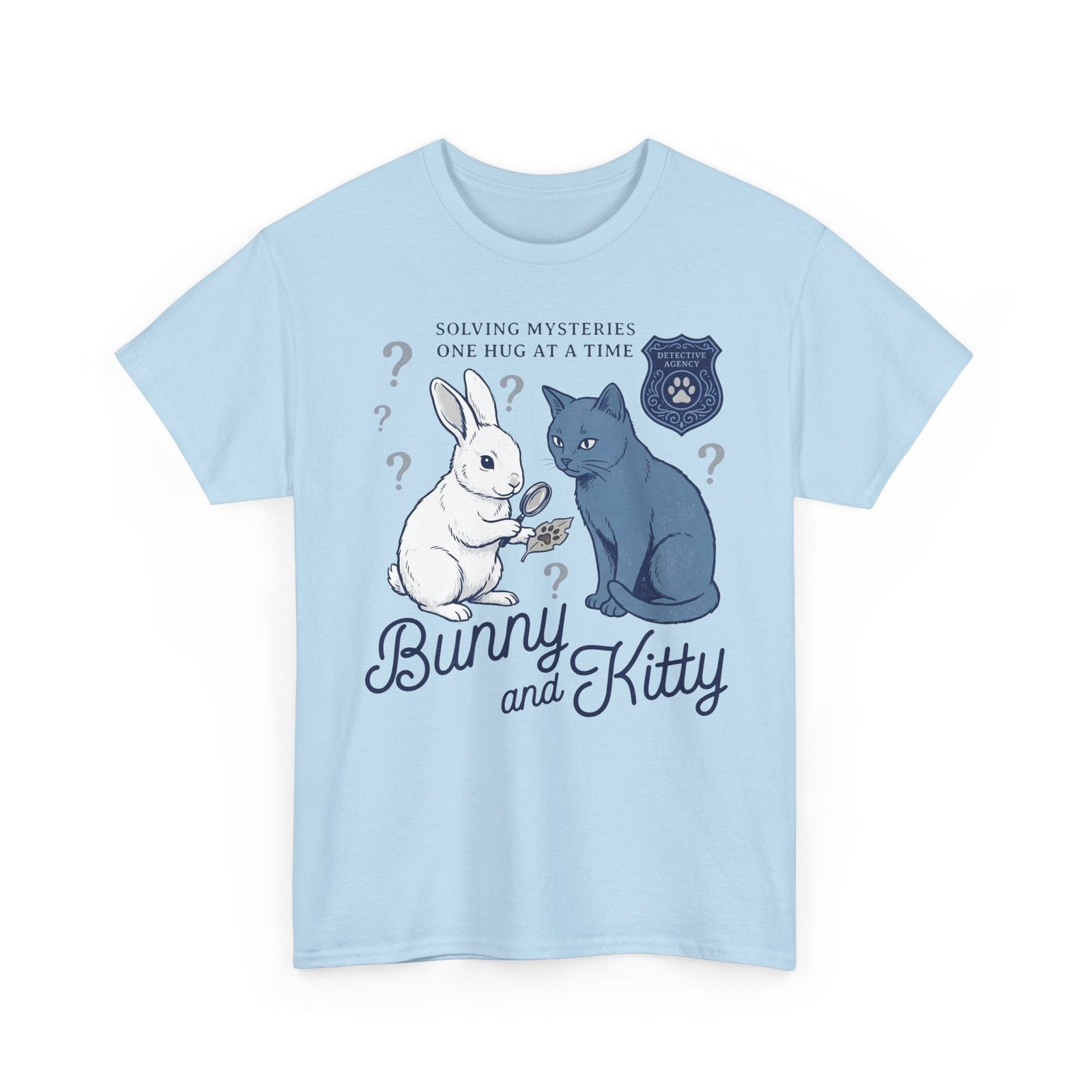 Detective Bunny & Kitty T-Shirt — Cute 'Solving Mysteries One Hug At A Time' Tee