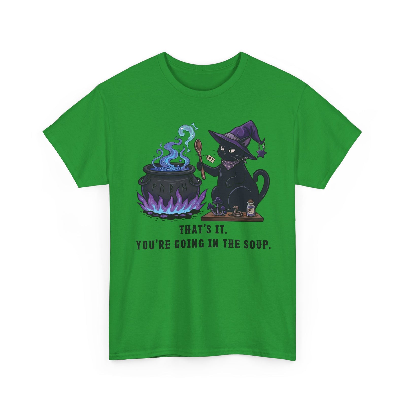 Black Cat “Purrfect Potion” Tee — Witchy Cat Graphic T-Shirt