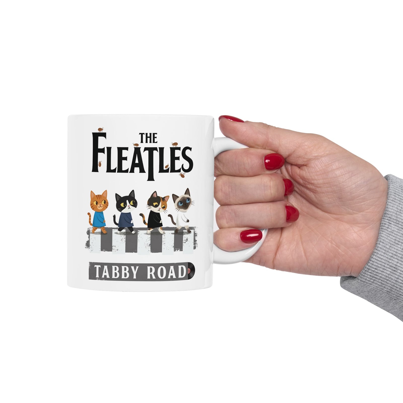 Fleatles Parody Cat Ceramic Mug — Retro Beatles-Inspired Cat Band Mug
