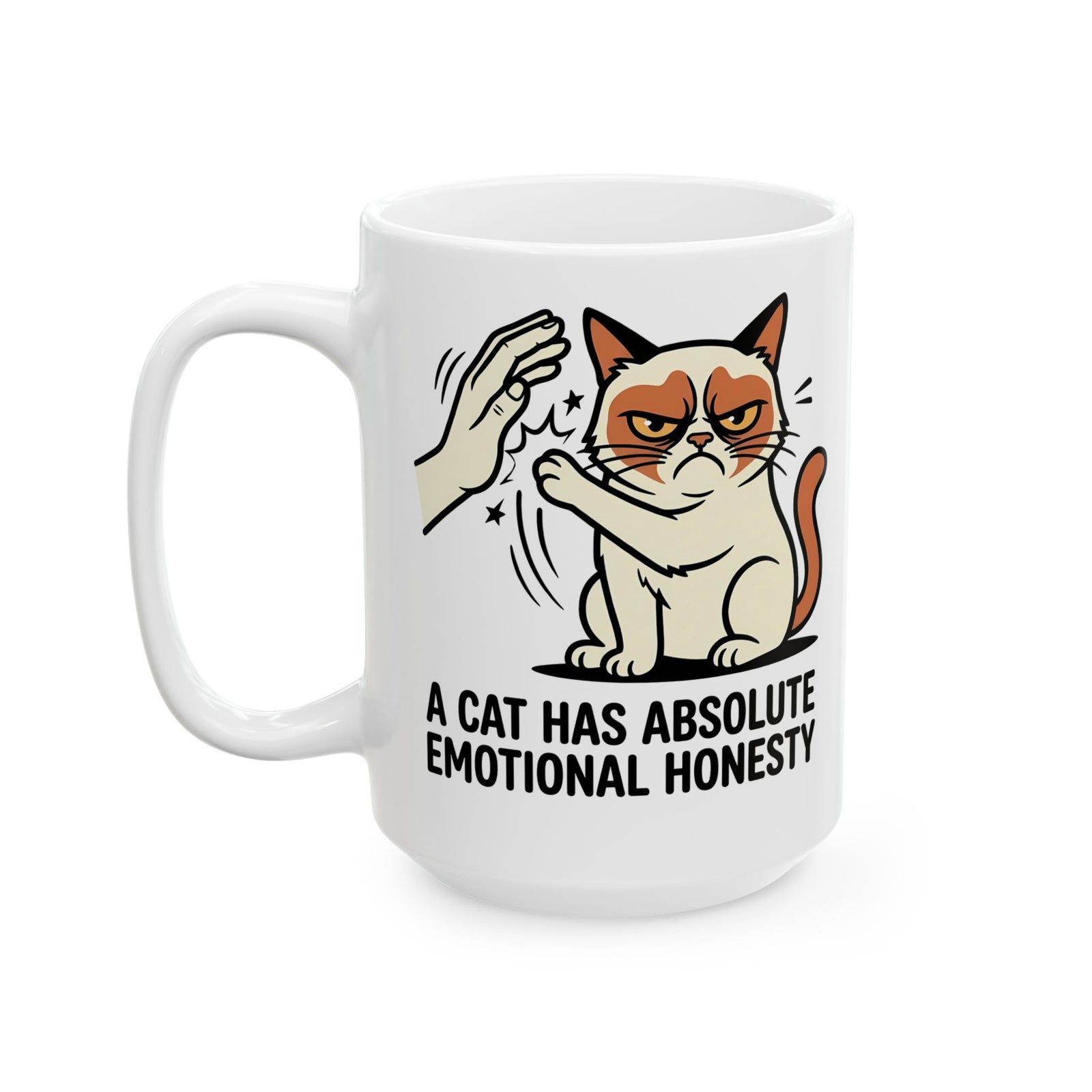 Funny Angry Cat Slap Ceramic Mug