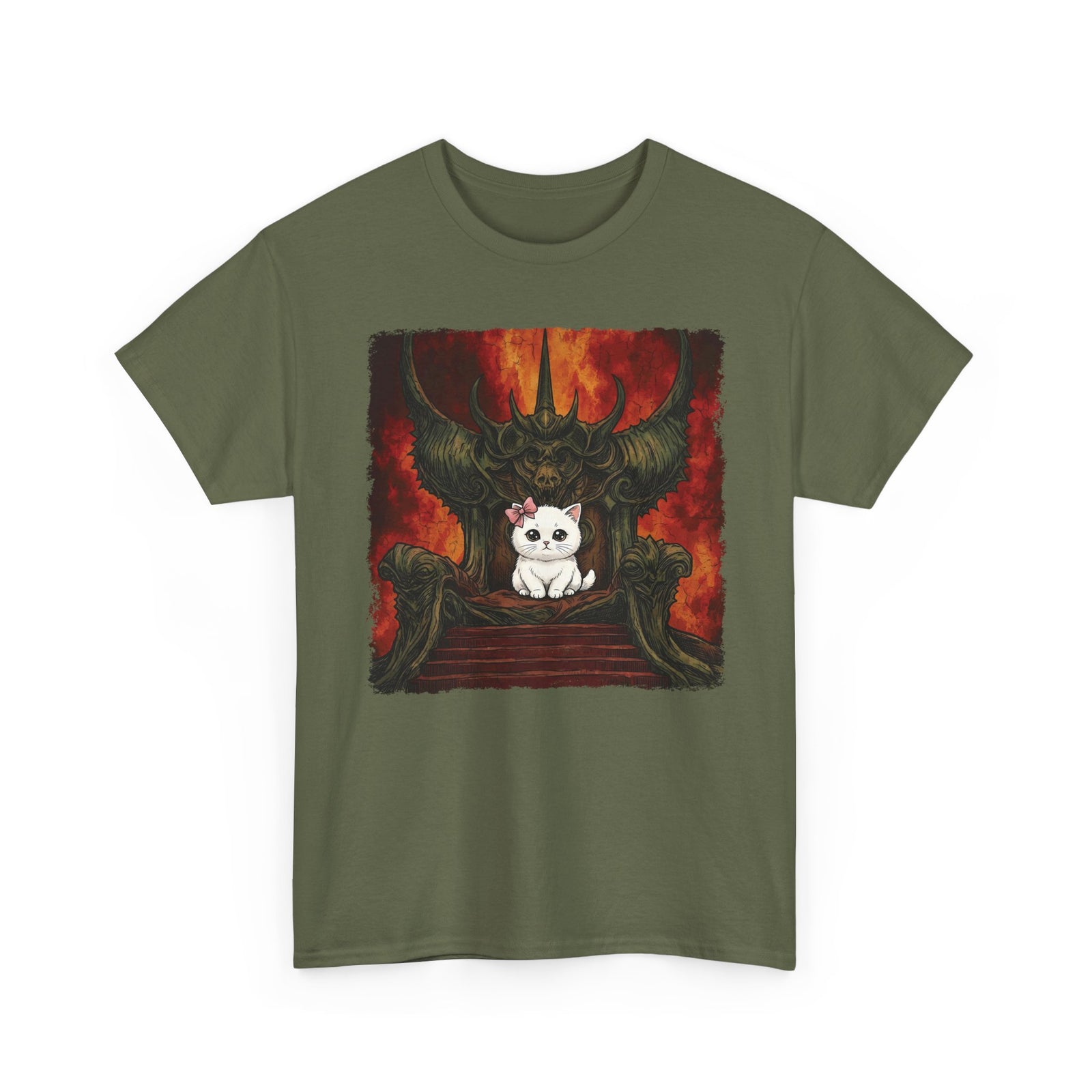 Evil Kitty Throne Kitten T-Shirt — Cute Cat Dark Fantasy Graphic