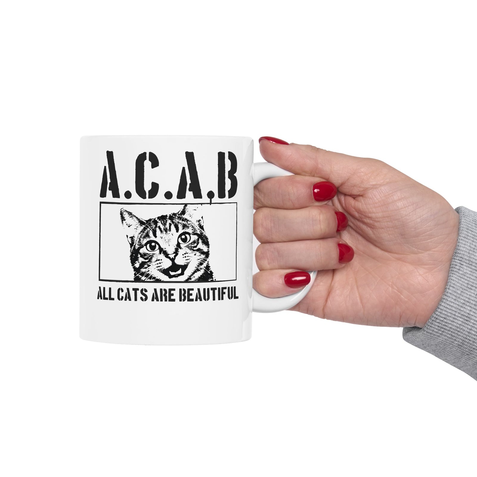 ACAB “All Cats Are Beautiful” Ceramic Mug — Cute Cat Lover Graphic Mug