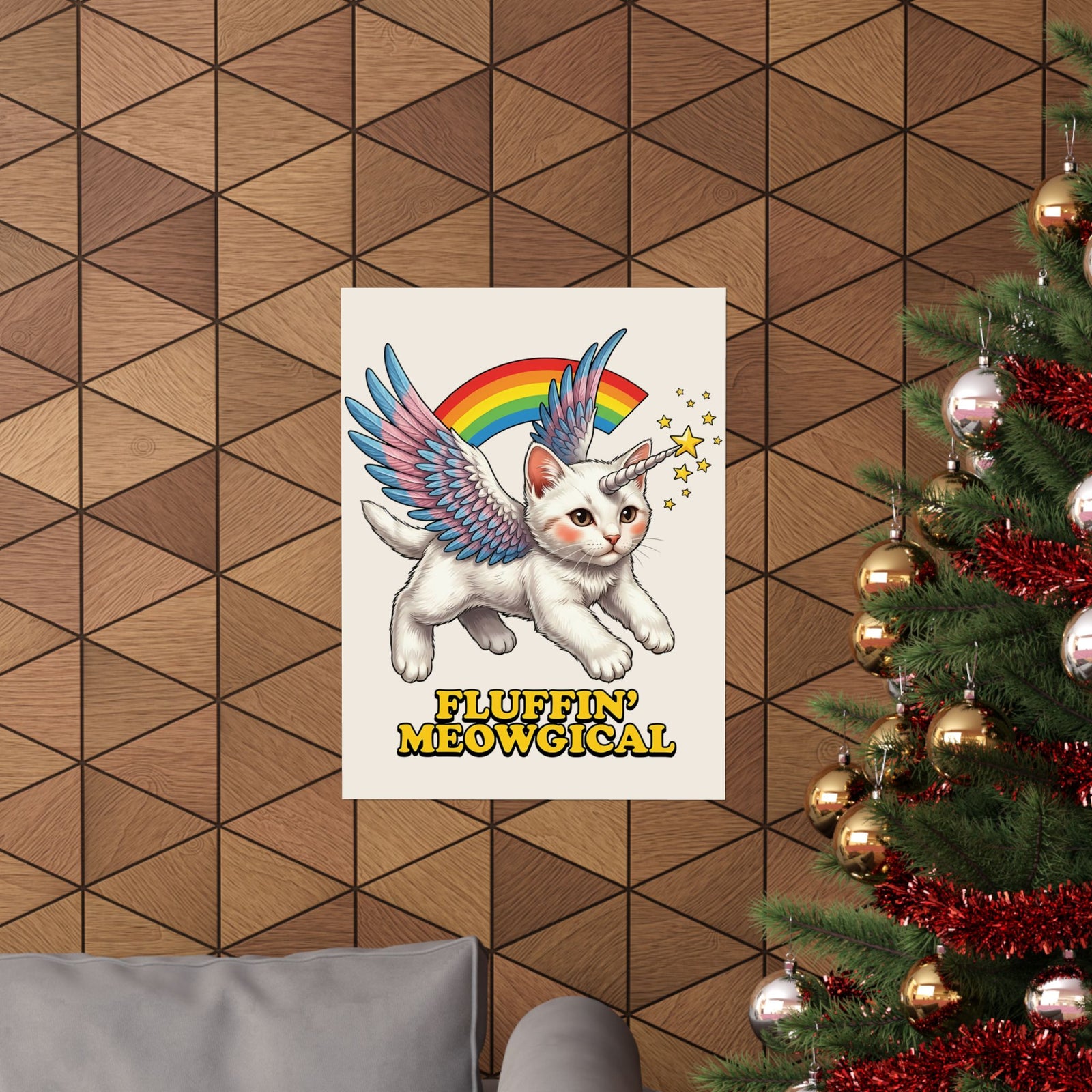 Fluffin' Meowgical Cat Poster — Cute Unicorn Kitten Graphic