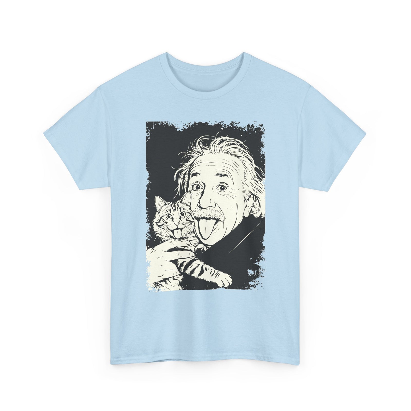 Einstein & Cat Graphic Tee — Funny Retro Science T-Shirt