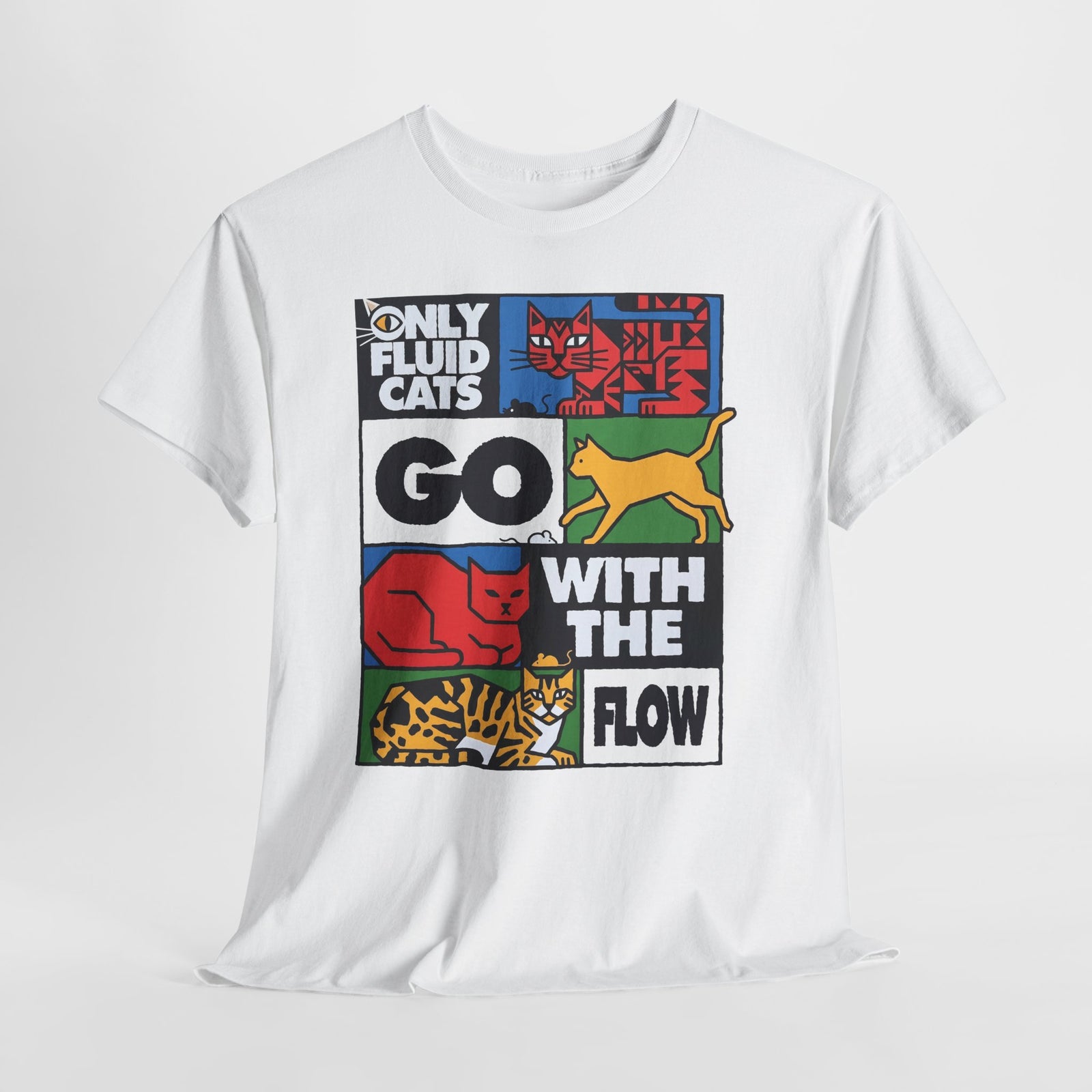 Only Fluid Cats Go With The Flow Shirt — Modern Abstract Pop Art Cat T-Shirt