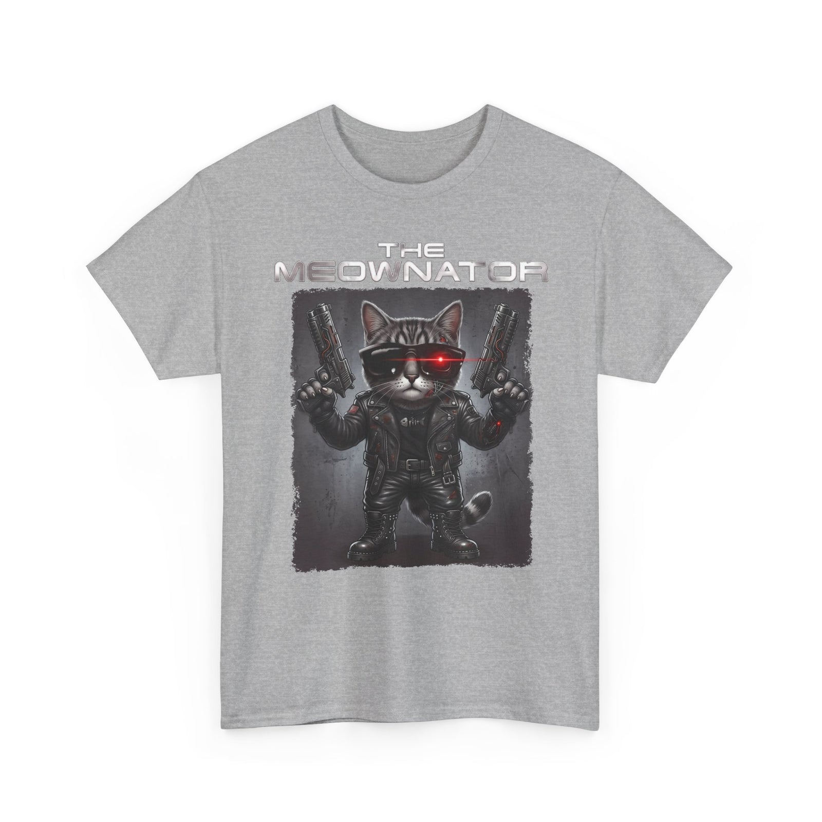 The Meownator T-Shirt — Funny Sci-Fi Cyborg Cat Parody Tee
