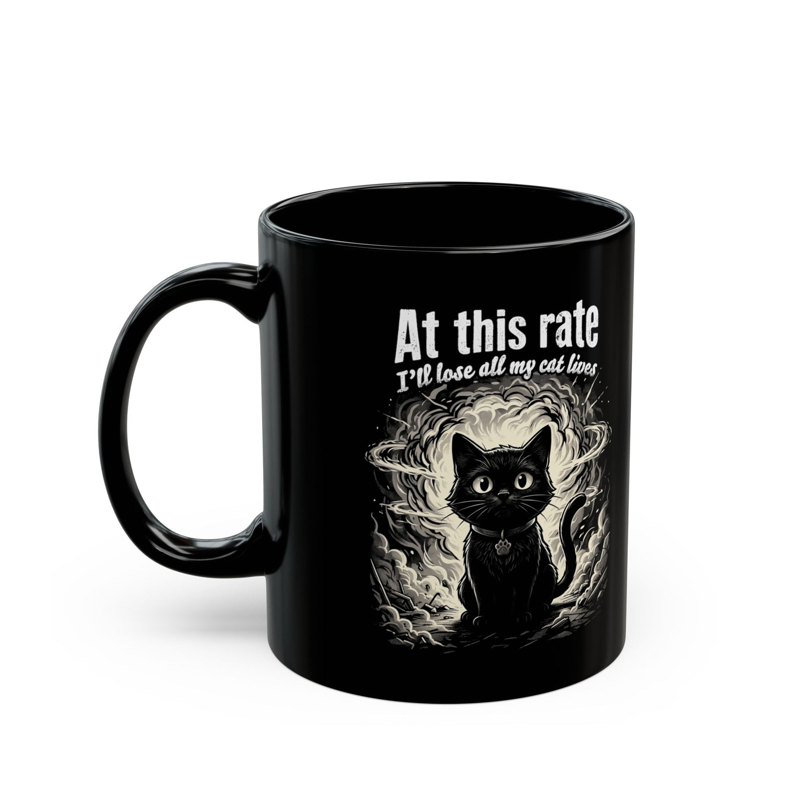 Apocalypse Cat Black Mug Post-Apocalyptic Cat Graphic Mug
