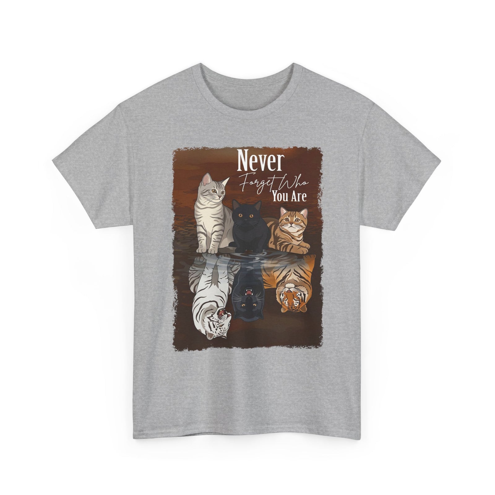 Cat T-Shirt "Never Forget Who You Are" — Reflective Trio Cat Design