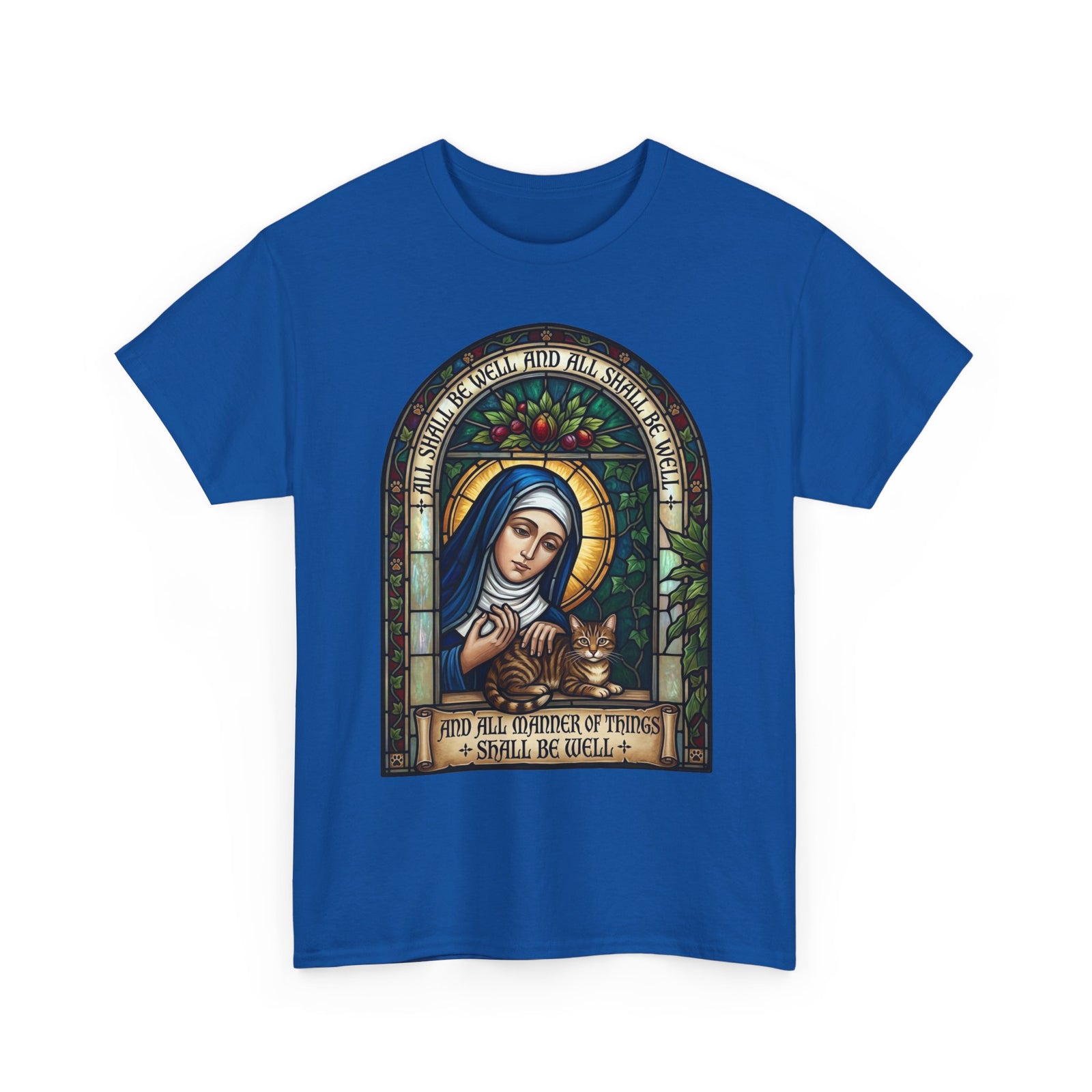 Stained Glass Saint Teresa T-Shirt – “And Full Knowledge of Things, I Shall Be Quiet”