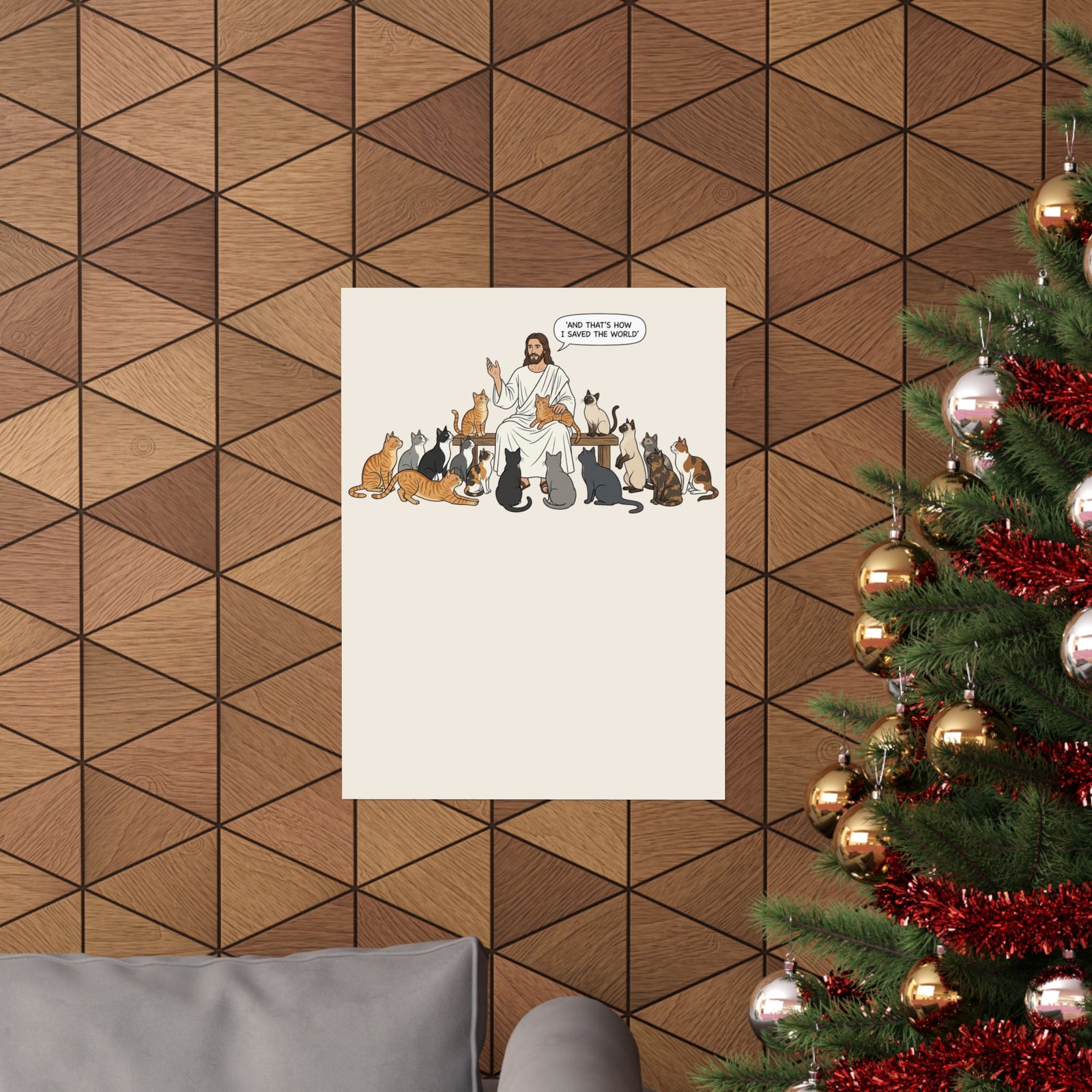 Cats & Jesus Poster — Faith + Feline Graphic Poster