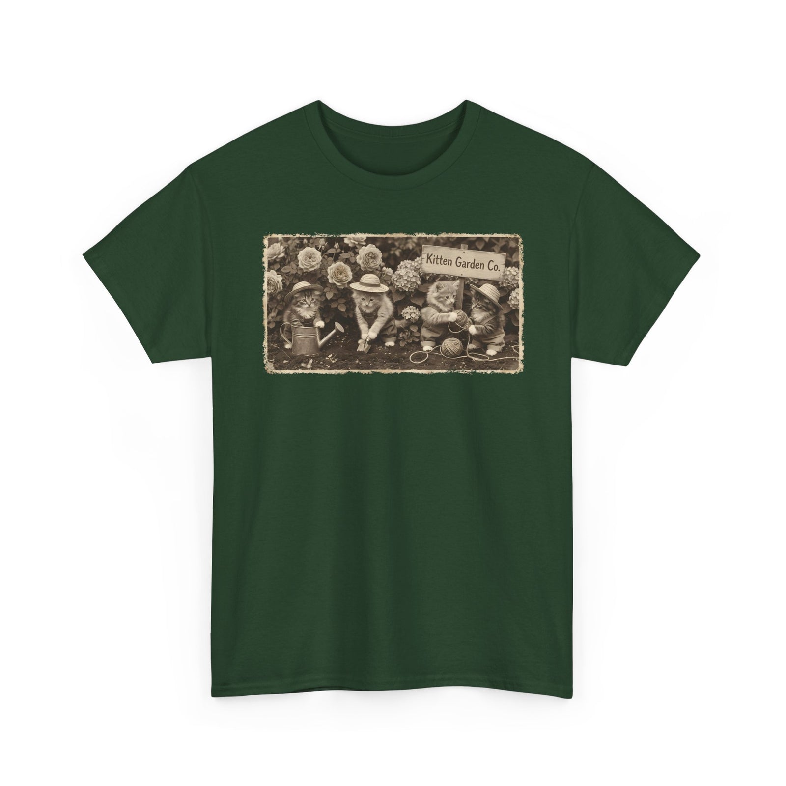 Vintage Kittens in the Garden T-Shirt — Cute Floral Cat Tee