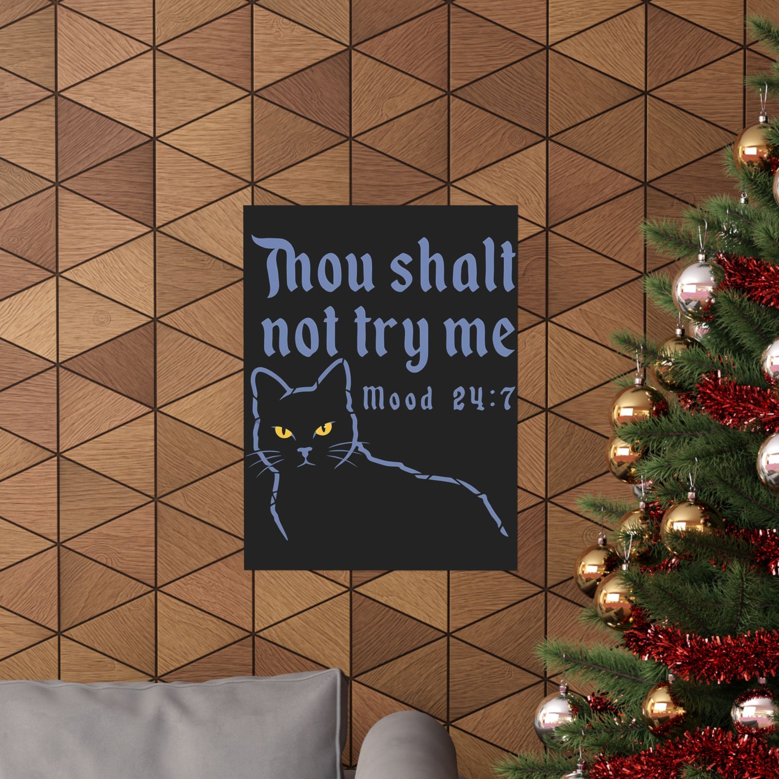 Thou Shalt Not Try Me Cat Poster — Bible Verse Cat Graphic Poster