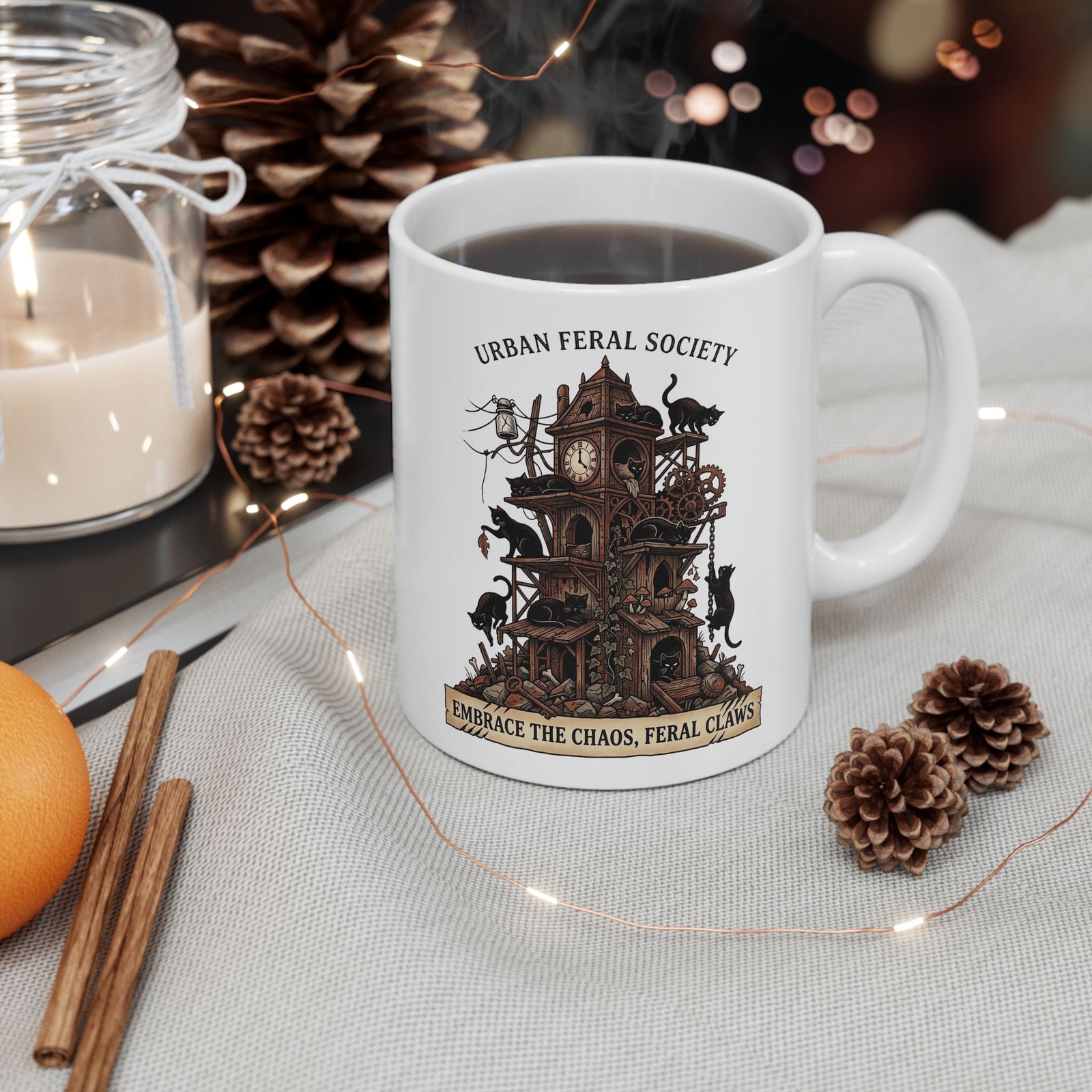 Black Cats Urban Feral Society Ceramic Mug
