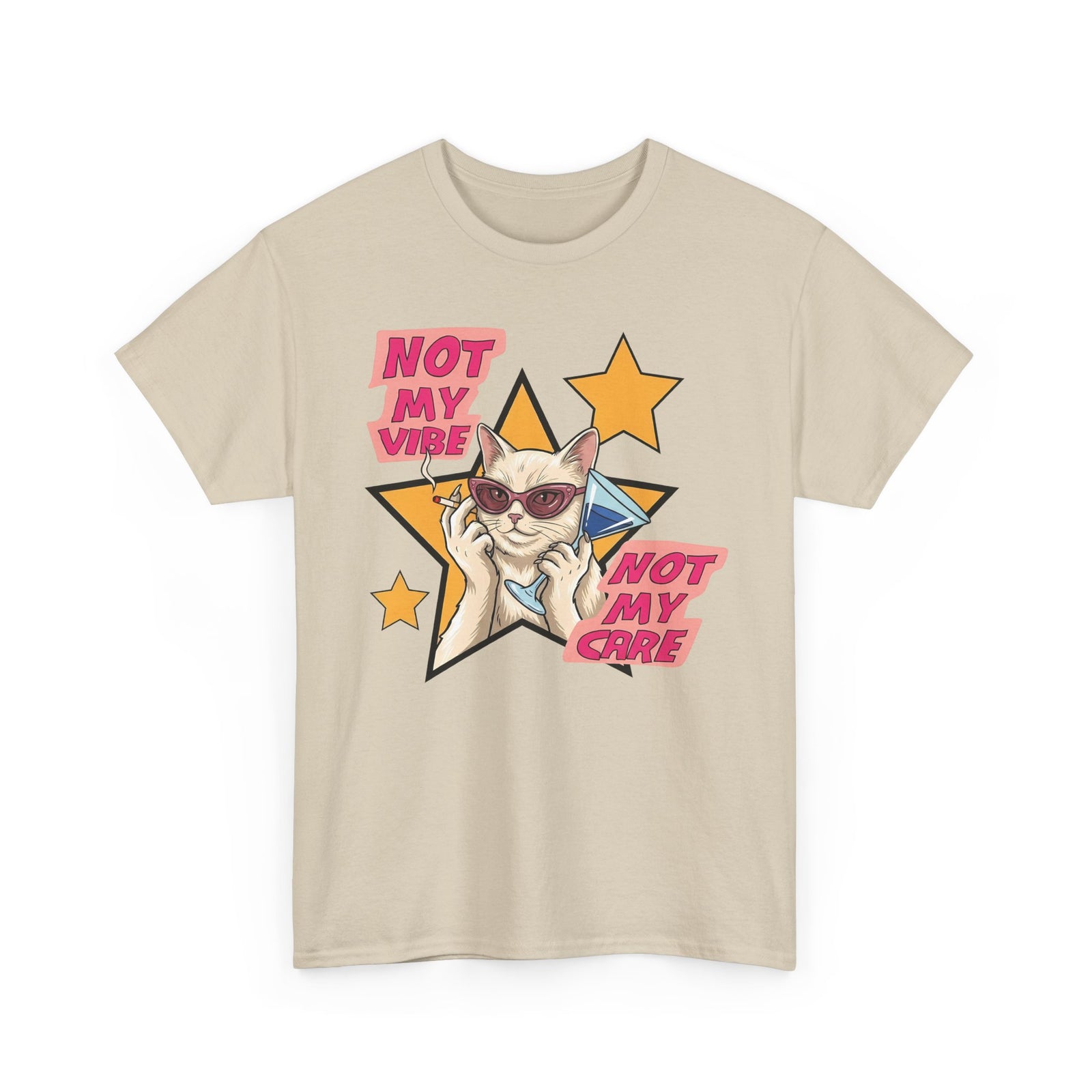 Not My Care Retro Cat T-Shirt — Unbothered Pop Art Feline Tee