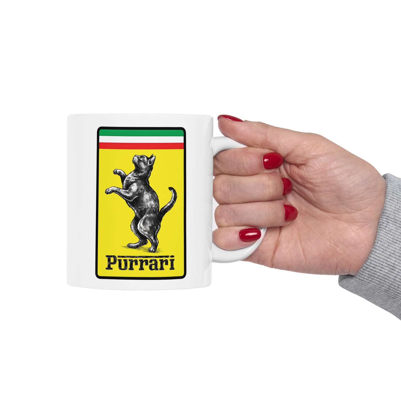 Purrari Mug — Cat Racing Graphic Ceramic Mug