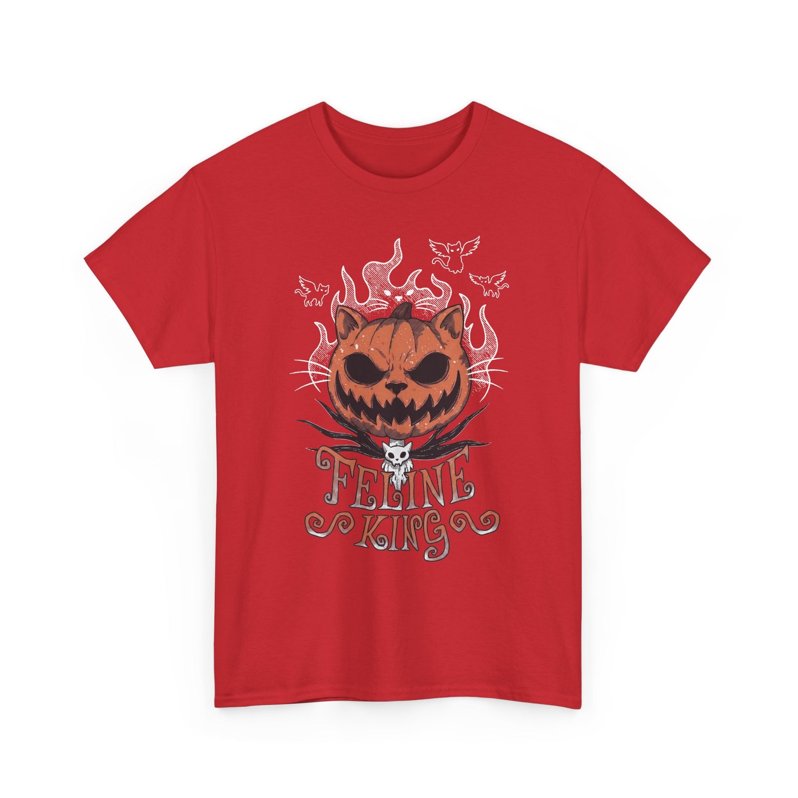 Feline King Halloween Cat Graphic — Spooky Pumpkin King Parody Art