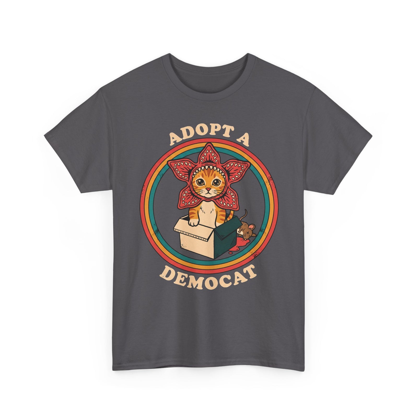 Adopt A Democat T-Shirt — Stranger Things Parody Orange Tabby Tee