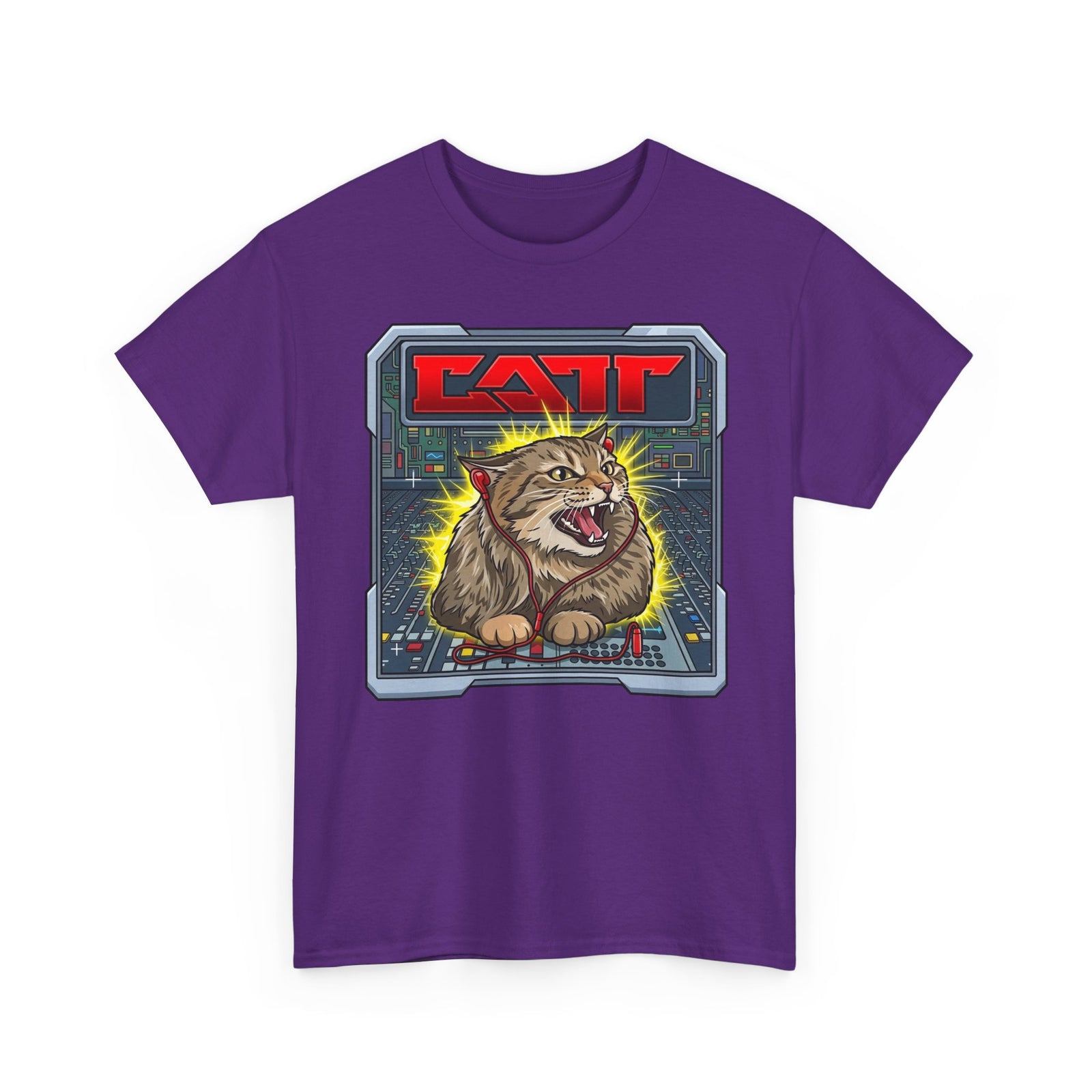 80s Hair Metal Cat T-Shirt — Vintage Rock Cat Graphic Tee