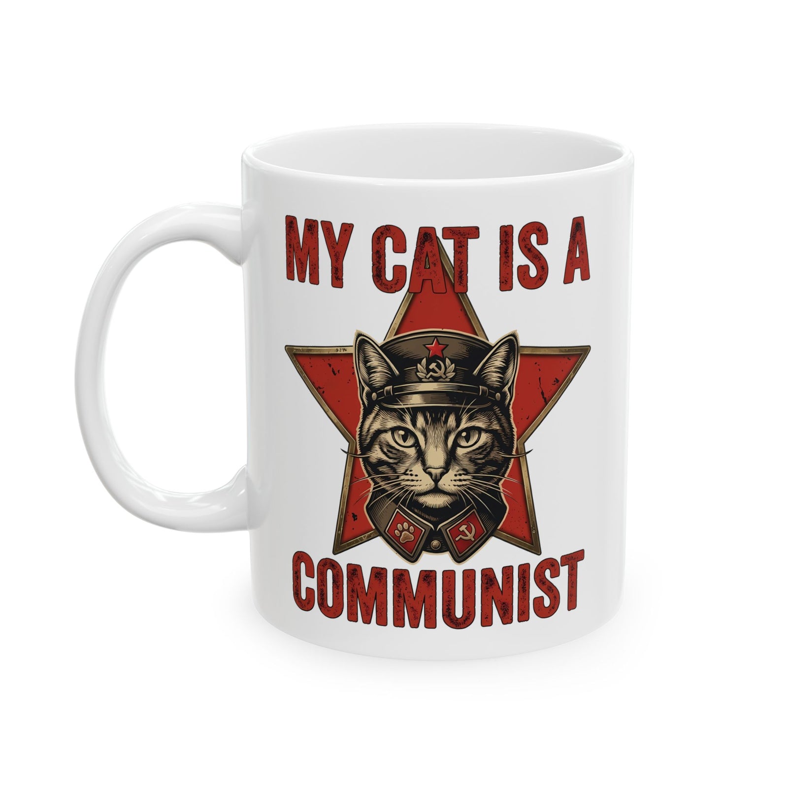 Communist Cat Ceramic Mug — "My Cat Is A Communist Cat" Funny Political Cat Mug
