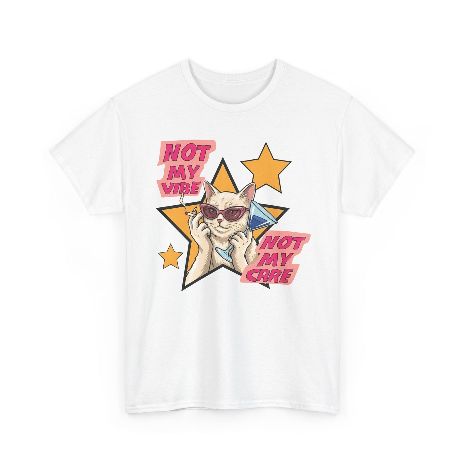 Not My Care Retro Cat T-Shirt — Unbothered Pop Art Feline Tee