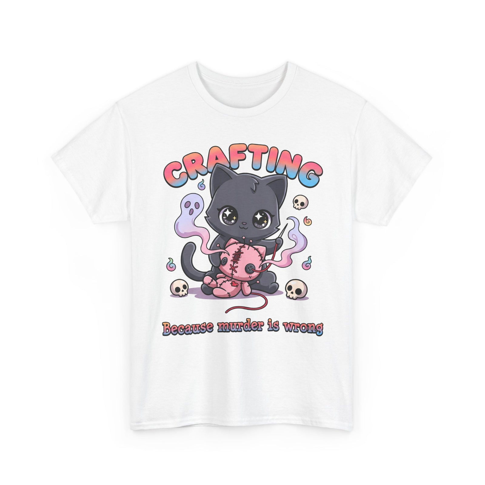 Crafting Because Murder Is Wrong Black Cat Shirt — Creepy Cute Voodoo Doll T-Shirt