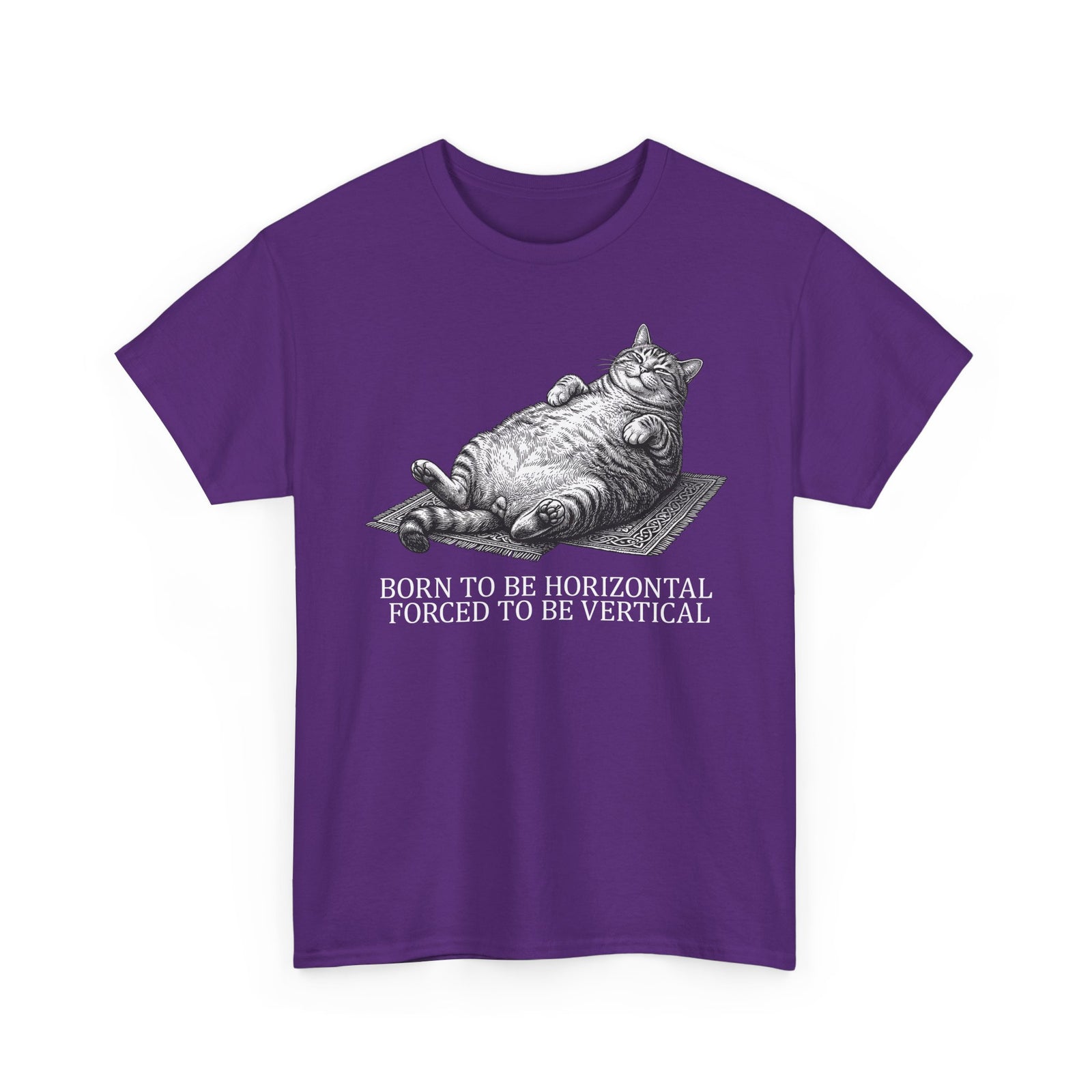 Born to Be Horizontal Fat Cat T-Shirt — Funny Lazy Cat Tee
