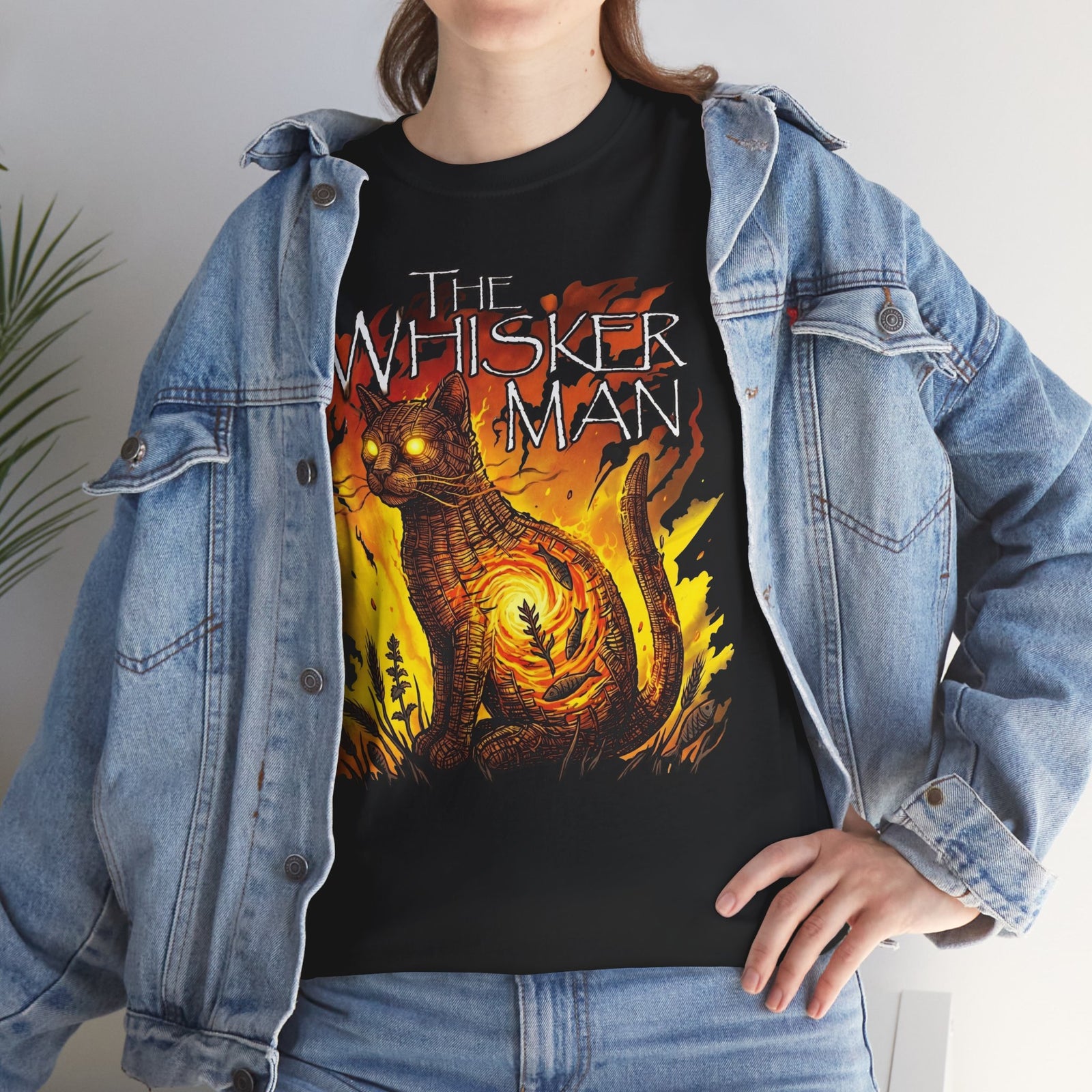 The Whisker Man Fiery Cat Horror Graphic Tee