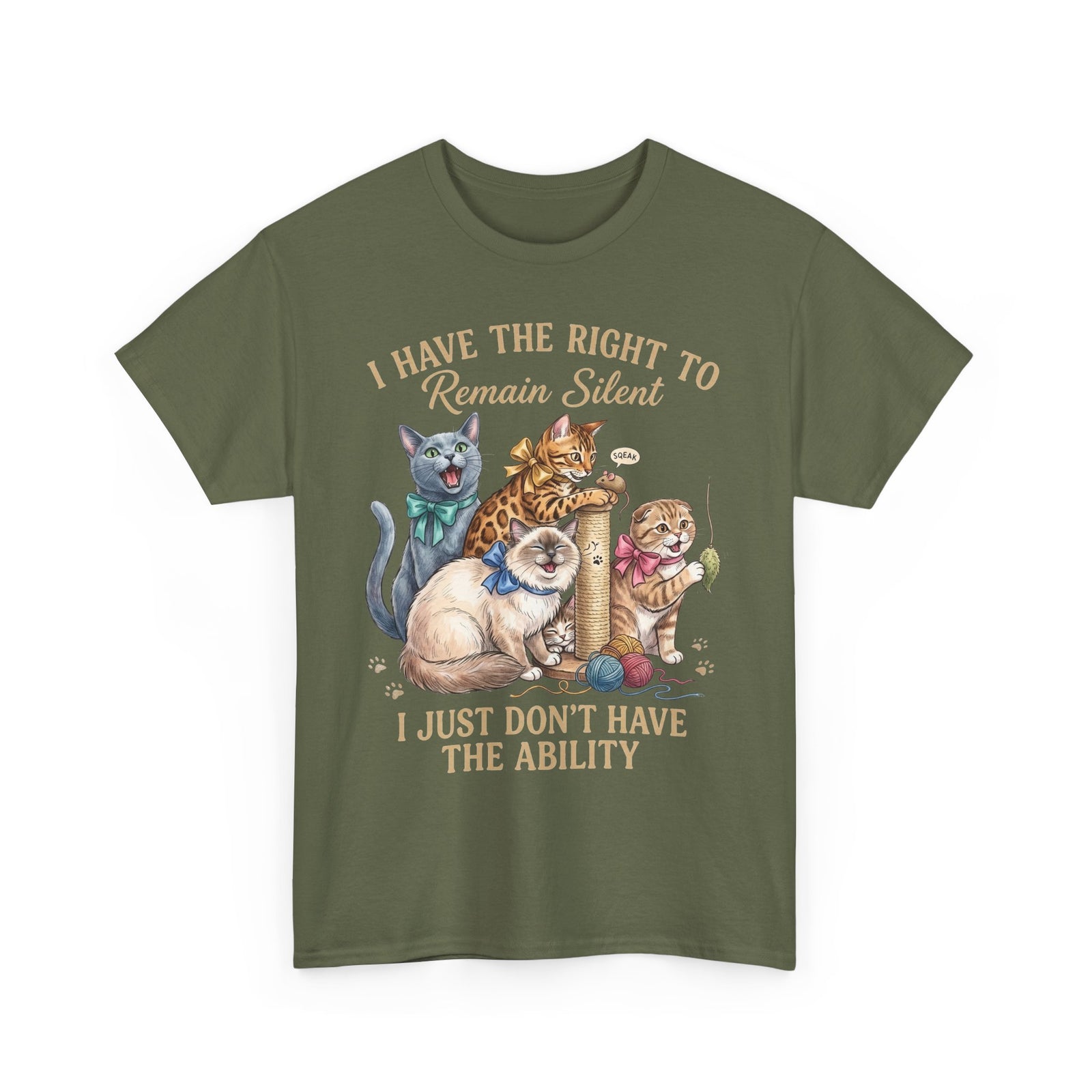 Cat Graphic Tee — "I Have the Right to Remain Silent, I Just Don't Have the Ability"