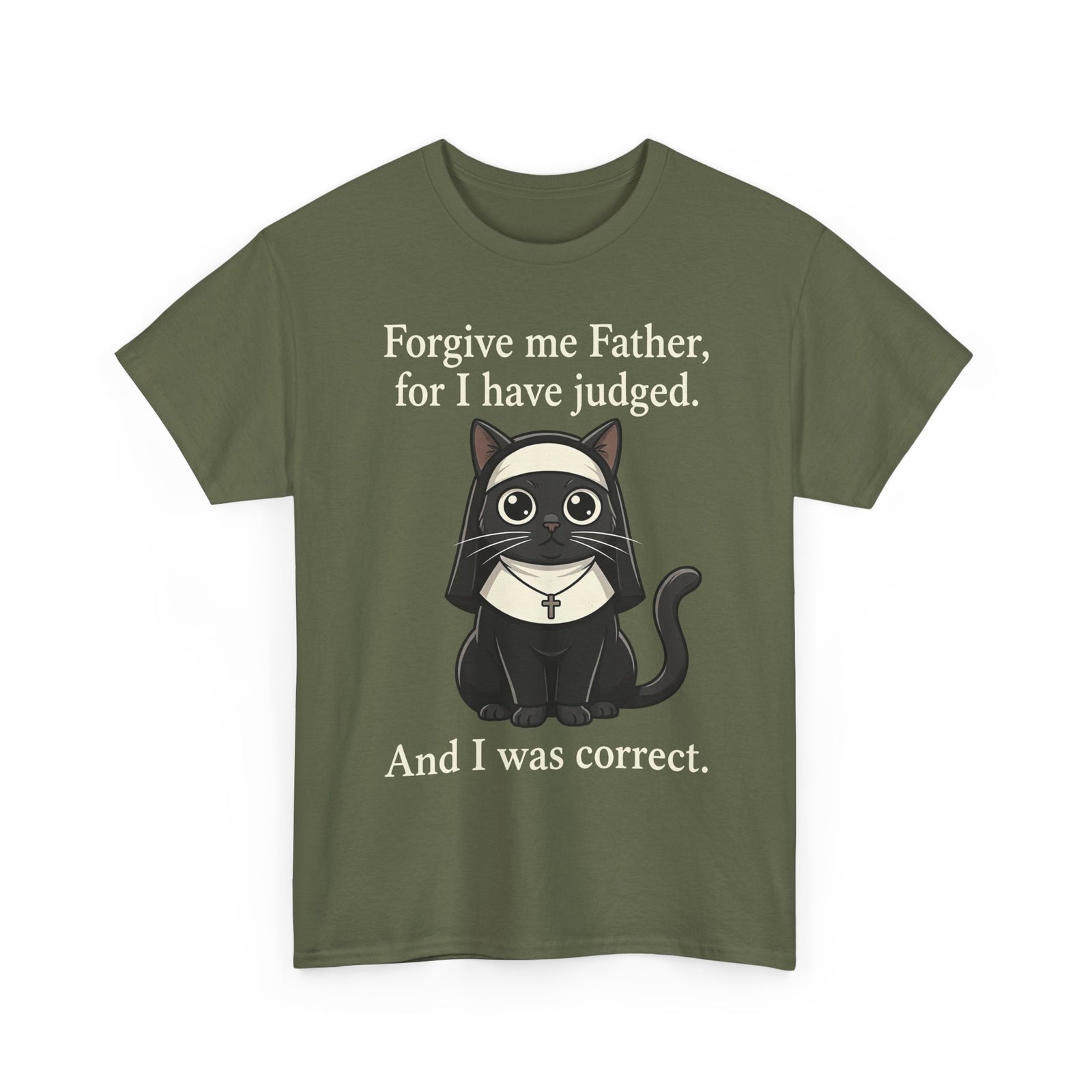Gothic Cat T‑Shirt — “Forgive me Father, for I have judged. And I was correct.”