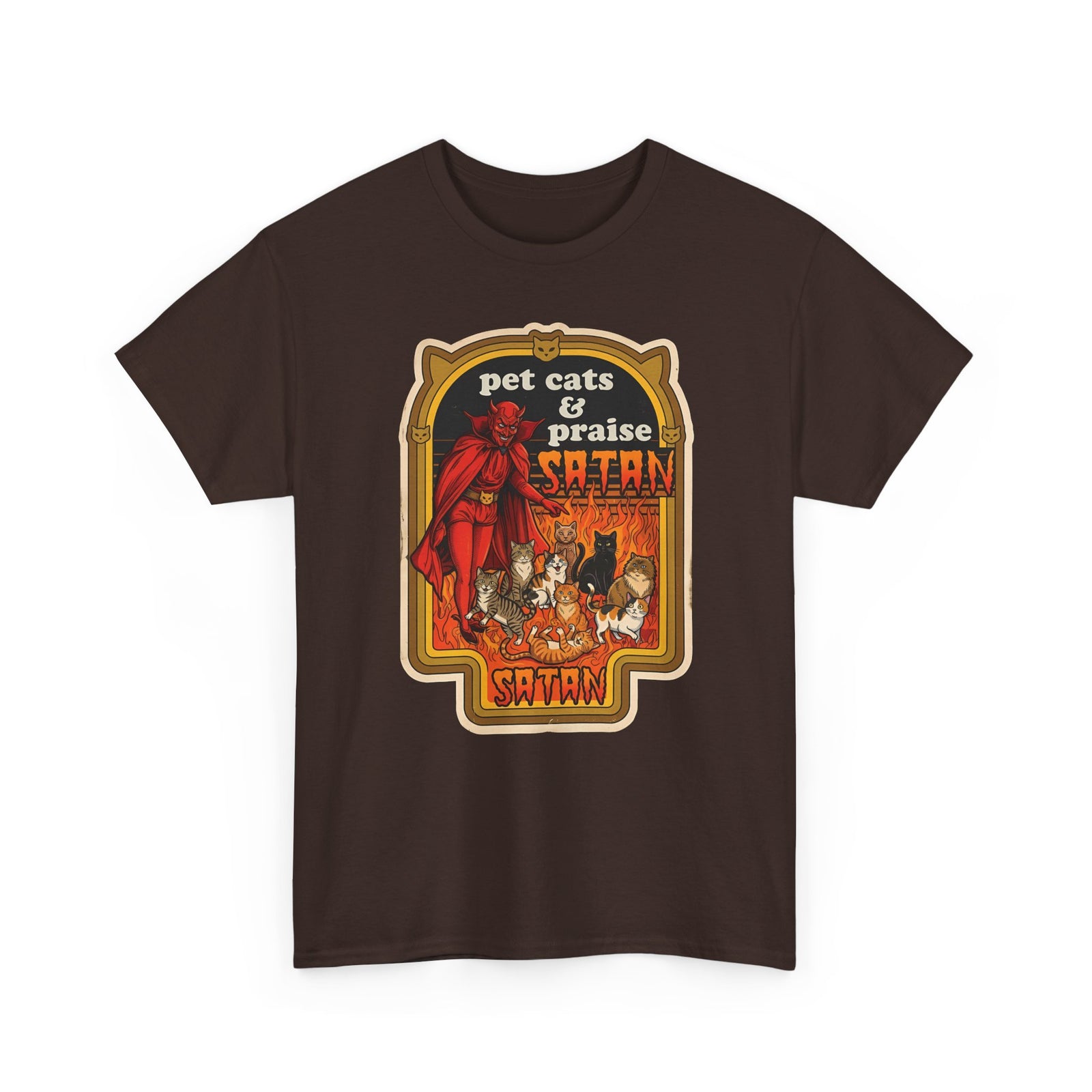 Pet Cats and Praise Satan T-Shirt — Gothic Cat Lover Tee