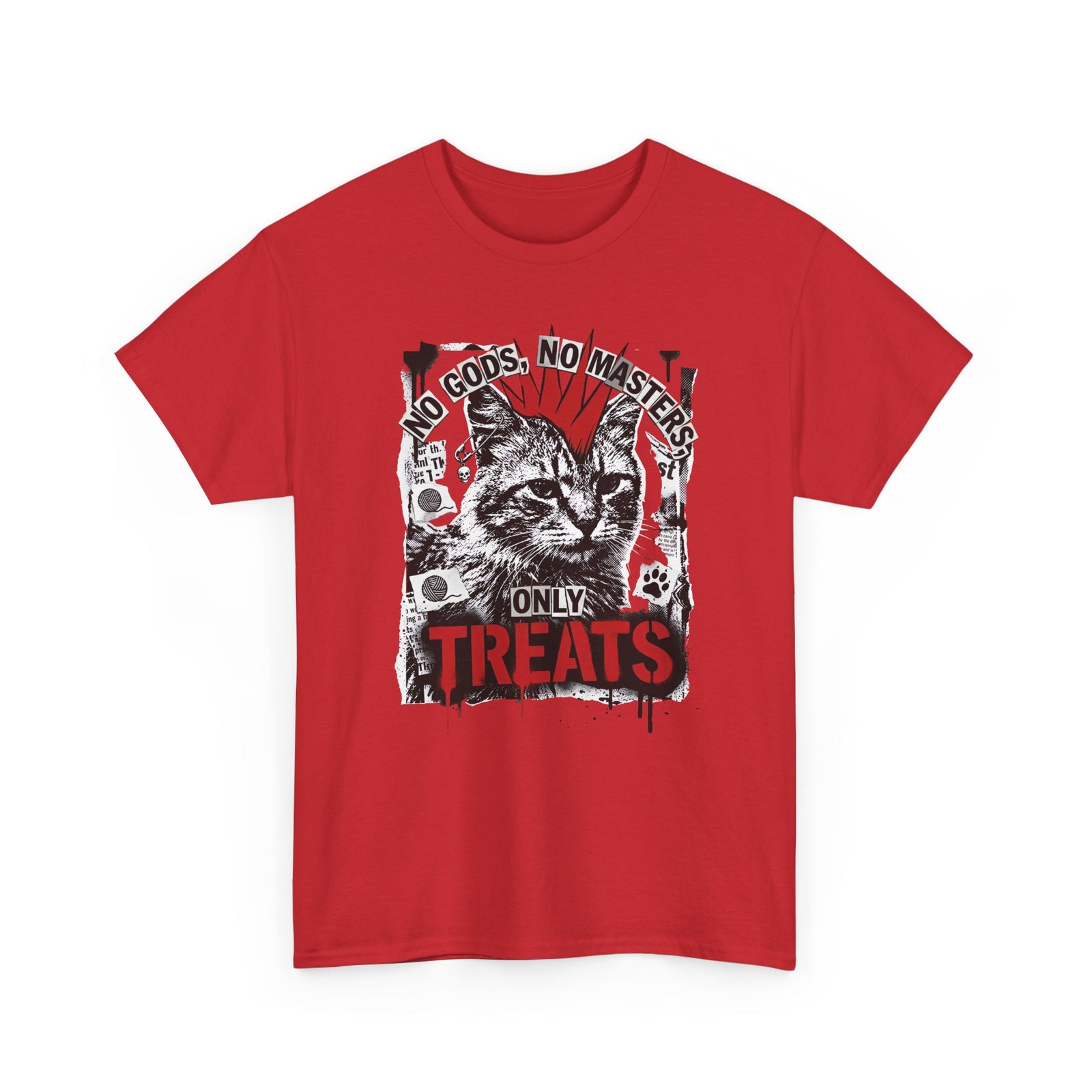 Punk Cat Tee — “No Gods No Masters, Only Treat” Graphic T-Shirt