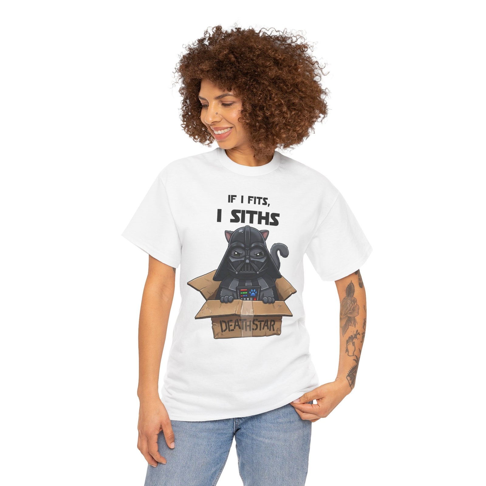 Space Villain Kitten Retro Galaxy Cat T-Shirt Funny Cat in Box Graphic Tee