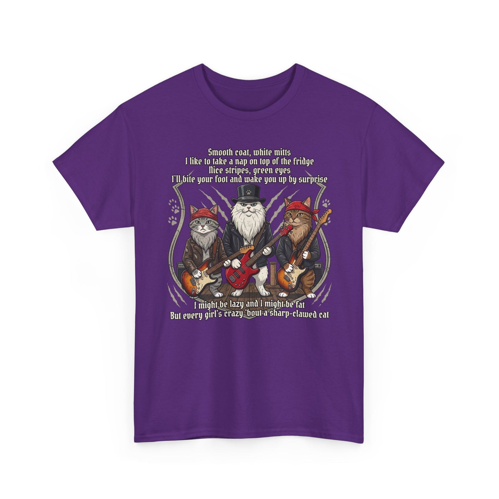 Cat Rock Band T‑Shirt — "I Might Be Lazy" Funny Guitar Cats Tee