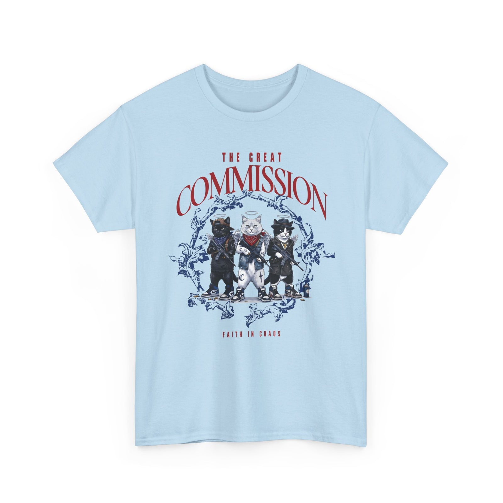 The Great Commission Faith In Chaos T-Shirt — Edgy Streetwear Angel Cats Tee