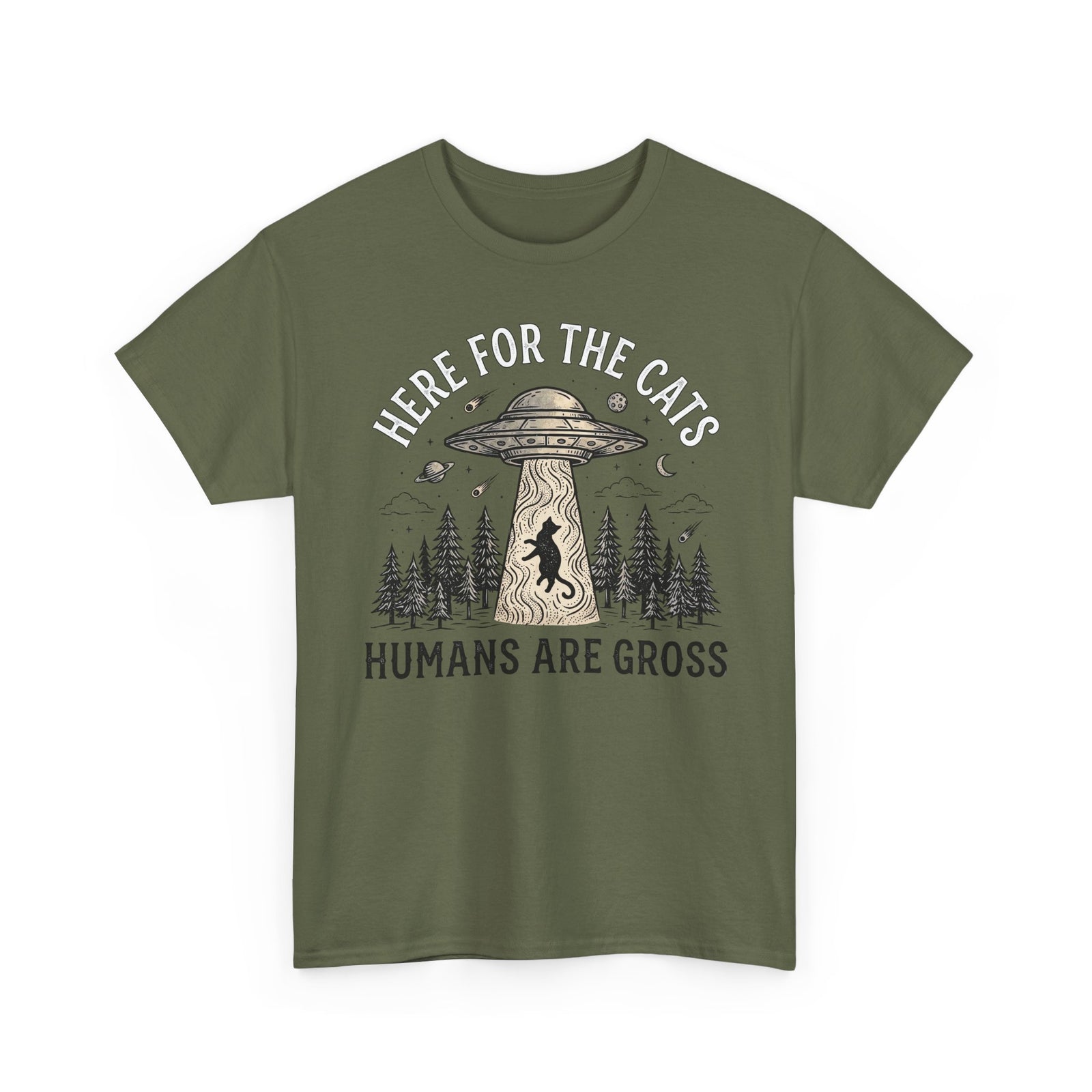 Here For The Cat Tee — 'Humans Are Gross' Cat Lover T-Shirt