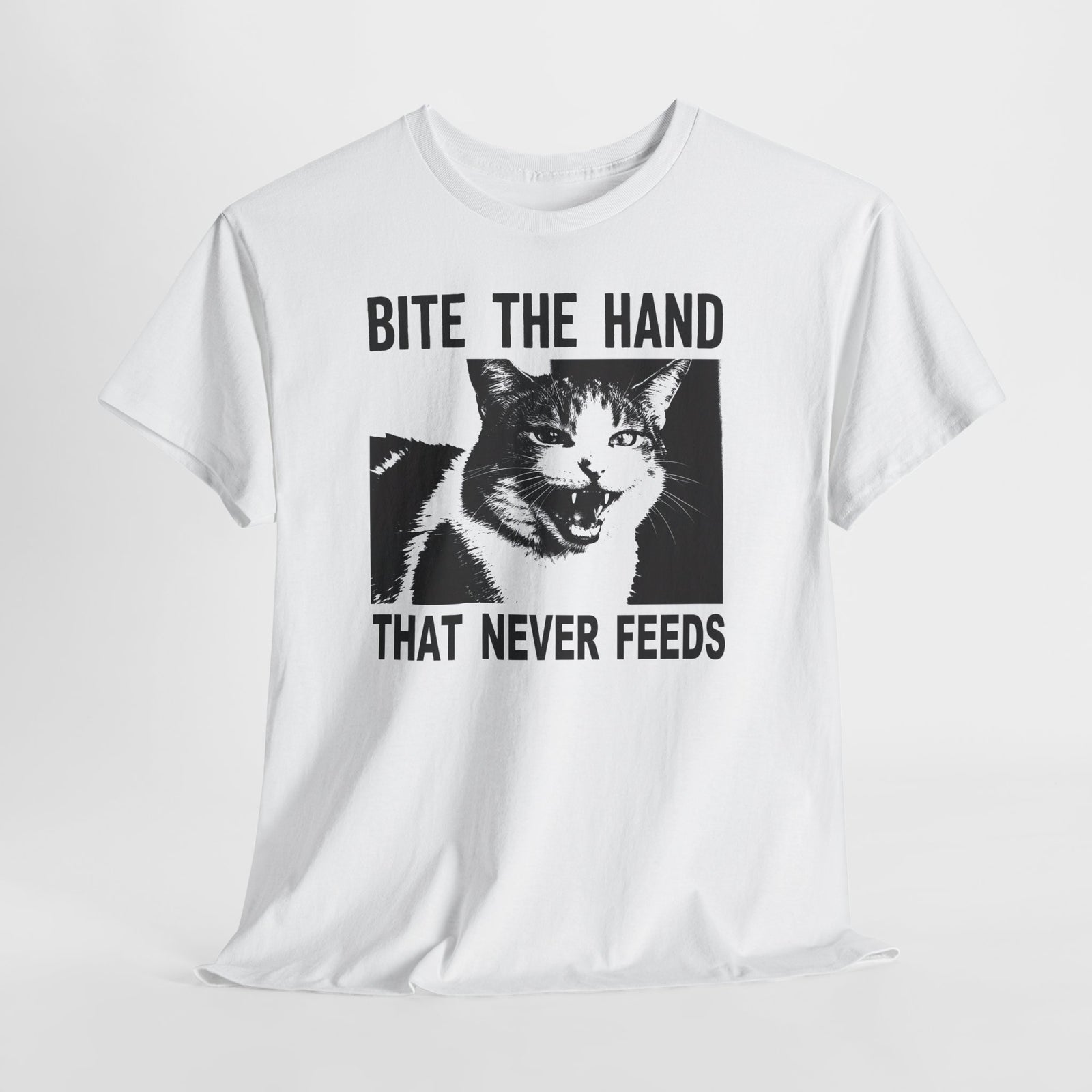 Cat Bite The Hand That Never Feeds Graphic Tee
