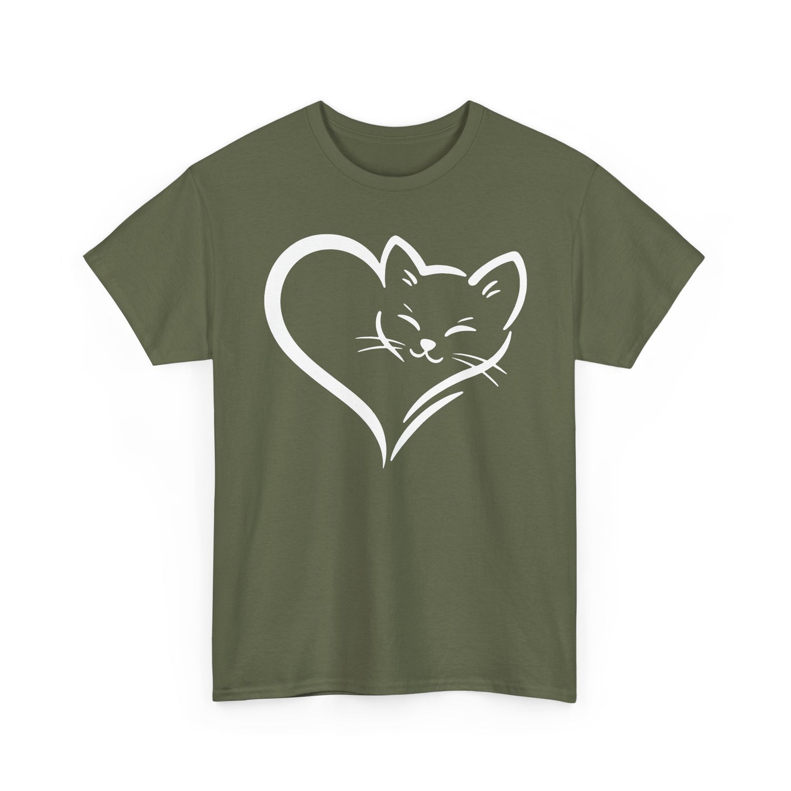 Cute Cat Heart T-Shirt - Cat Lover Gift - Adorable Cat Silhouette Tee