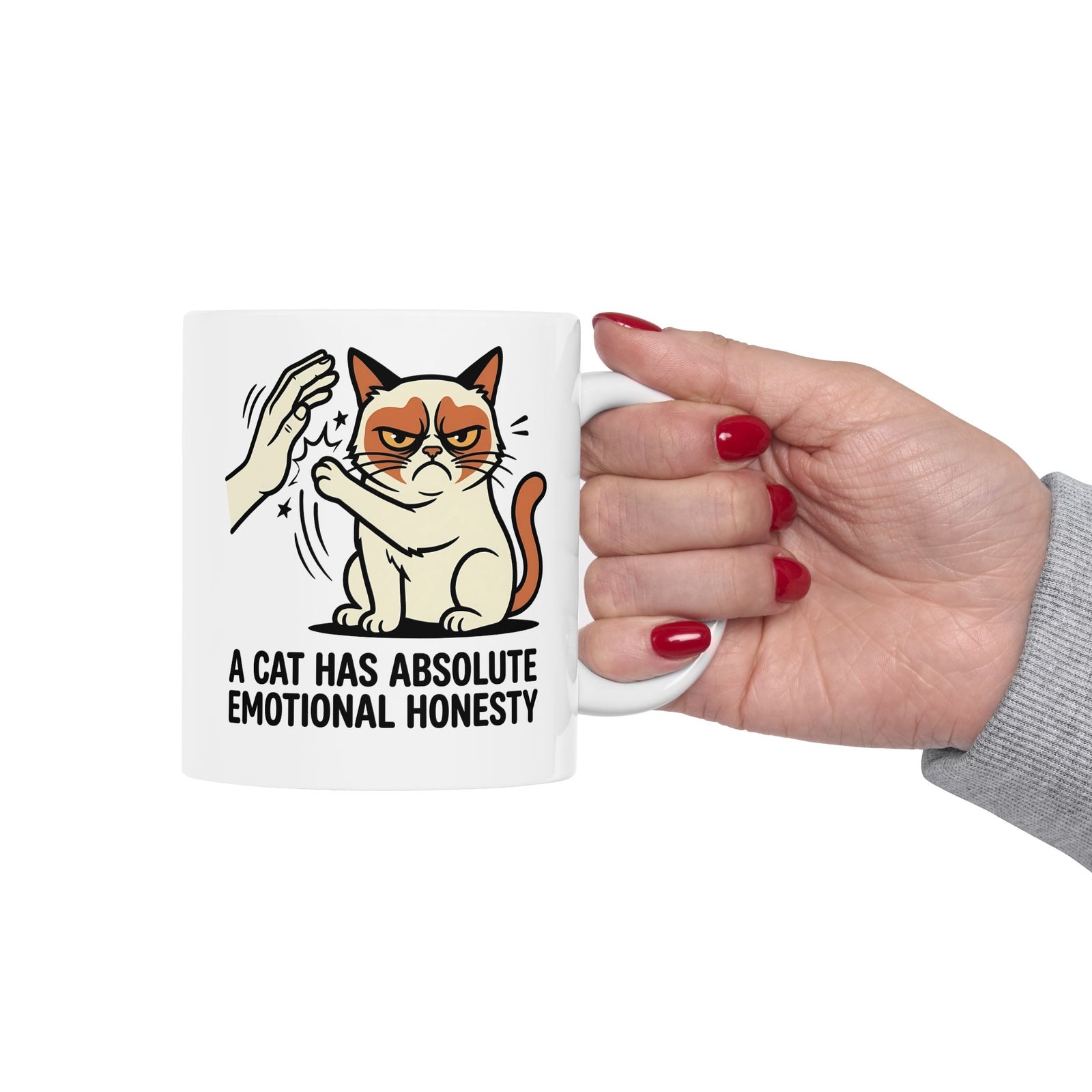 Funny Angry Cat Slap Ceramic Mug