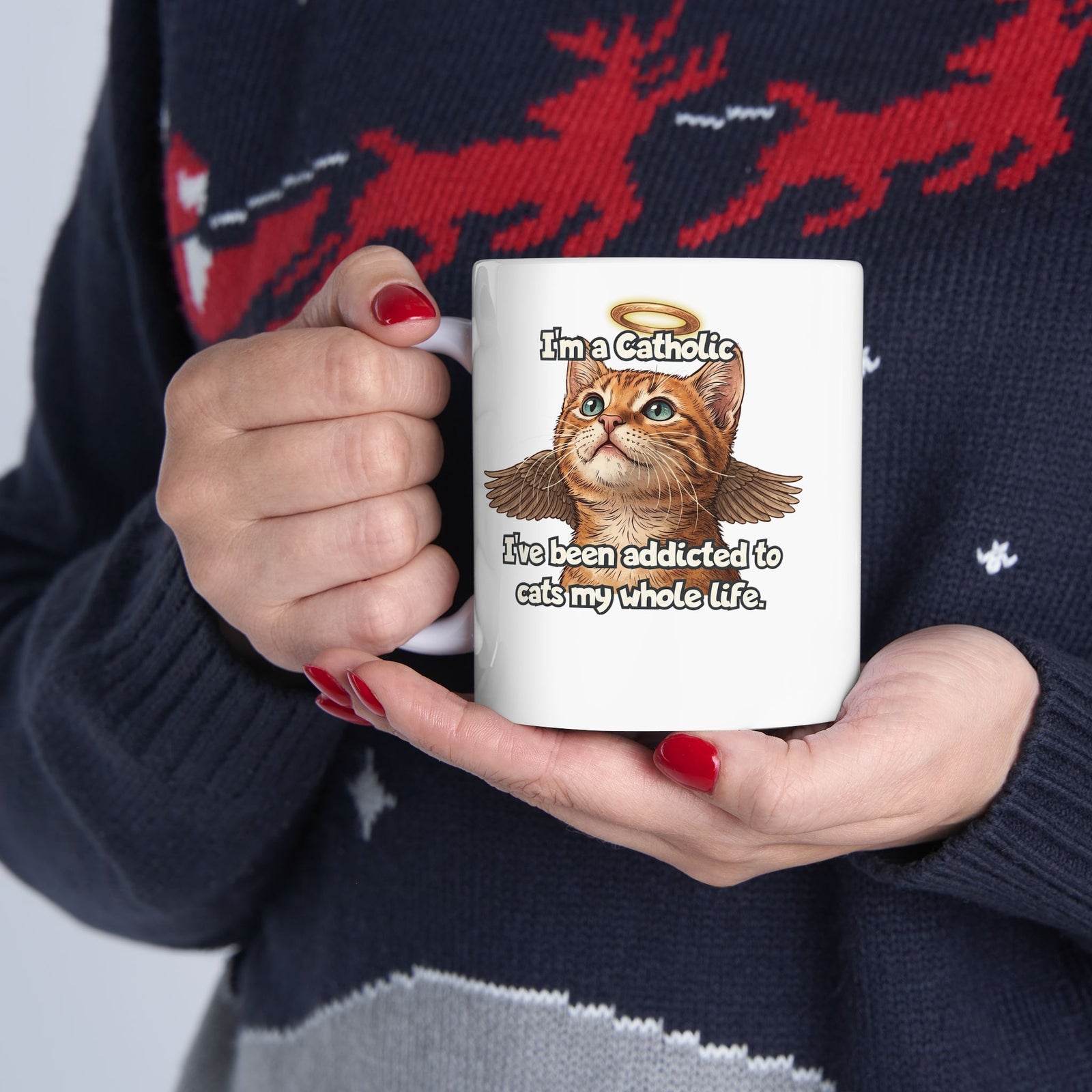 "I've Been Addicted to Cats My Whole Life" Cat Lover Ceramic Mug