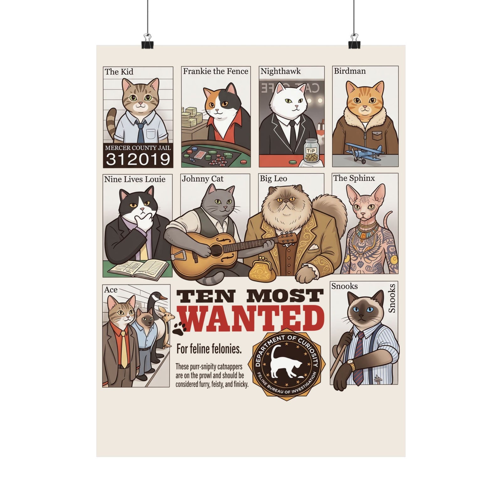 Cats Wanted Poster — Funny Cat Lover Poster