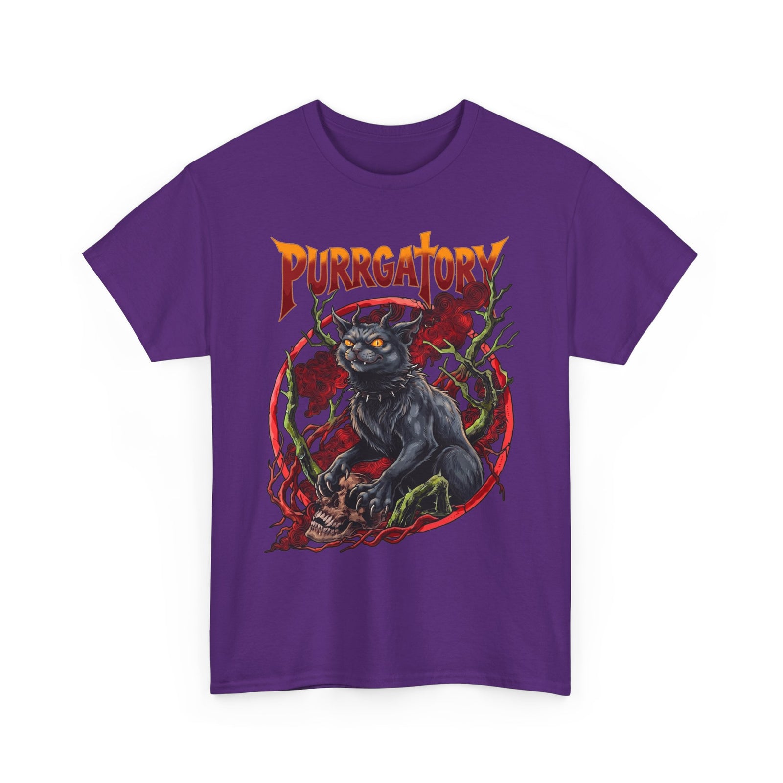 Purrgatory Demon Cat T-Shirt — Heavy Metal Occult Horned Feline Tee