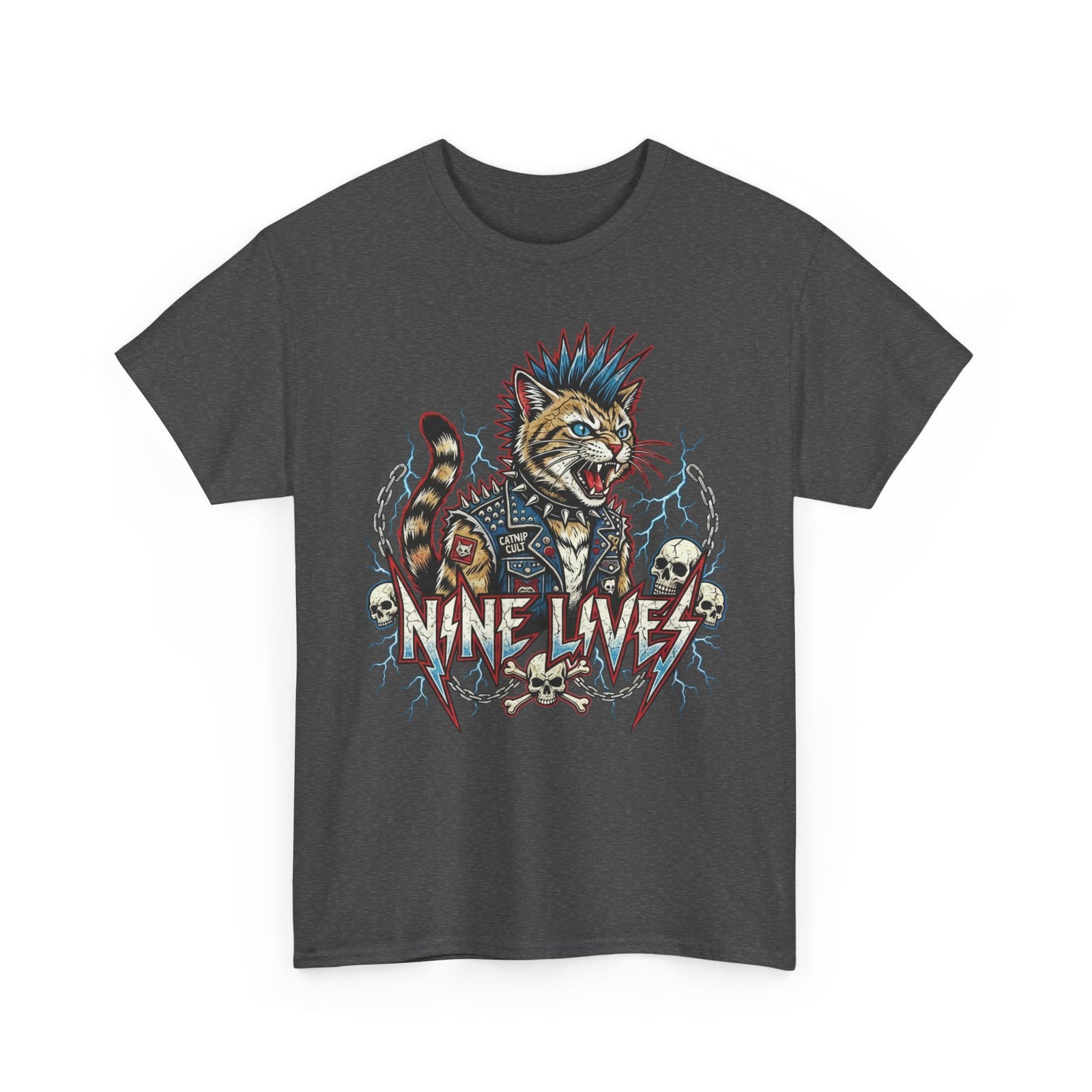 Nine Lives Cat T-Shirt — Retro Feline Graphic Tee