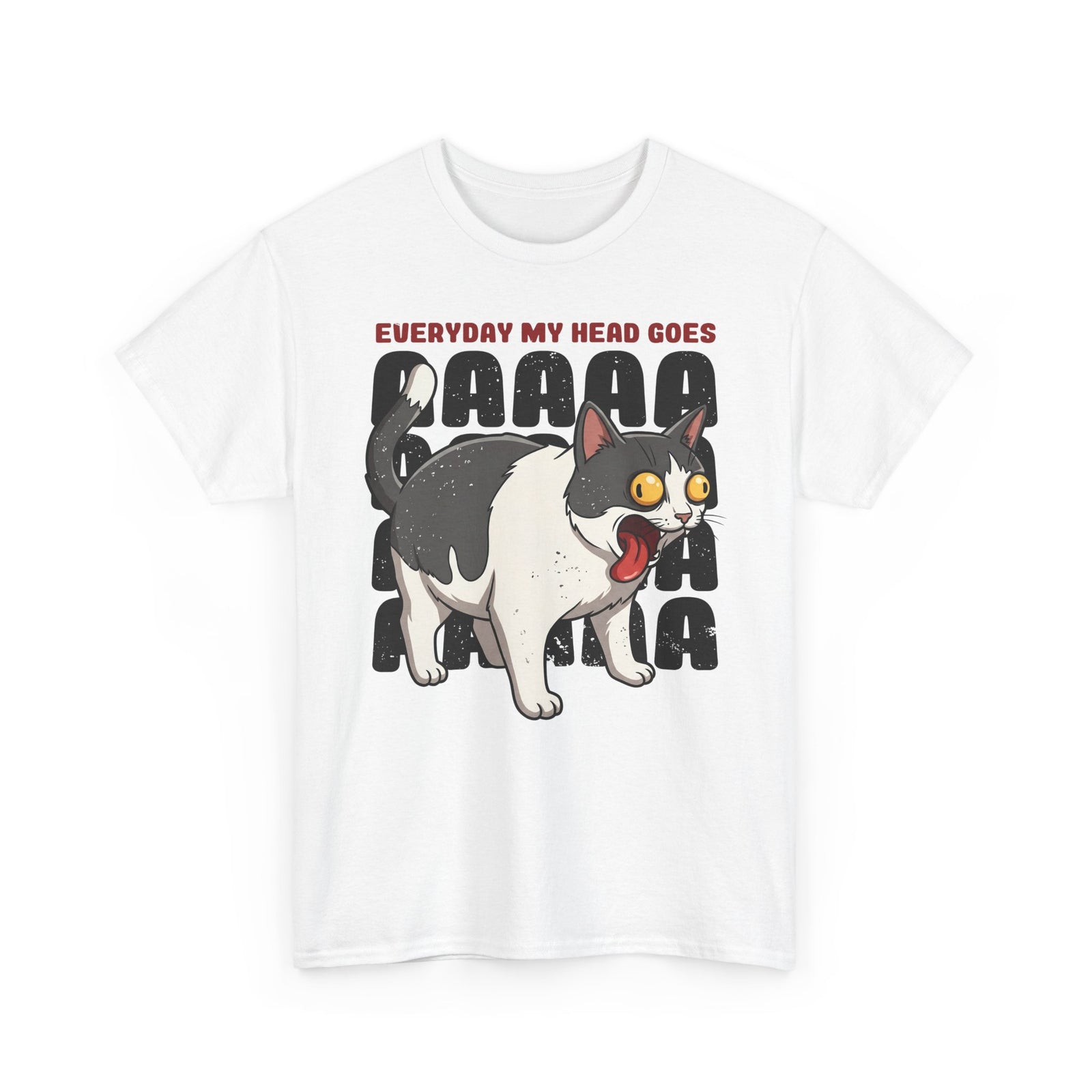 Everyday My Head Goes AAAAA T-Shirt — Funny Screaming Tuxedo Cat Tee