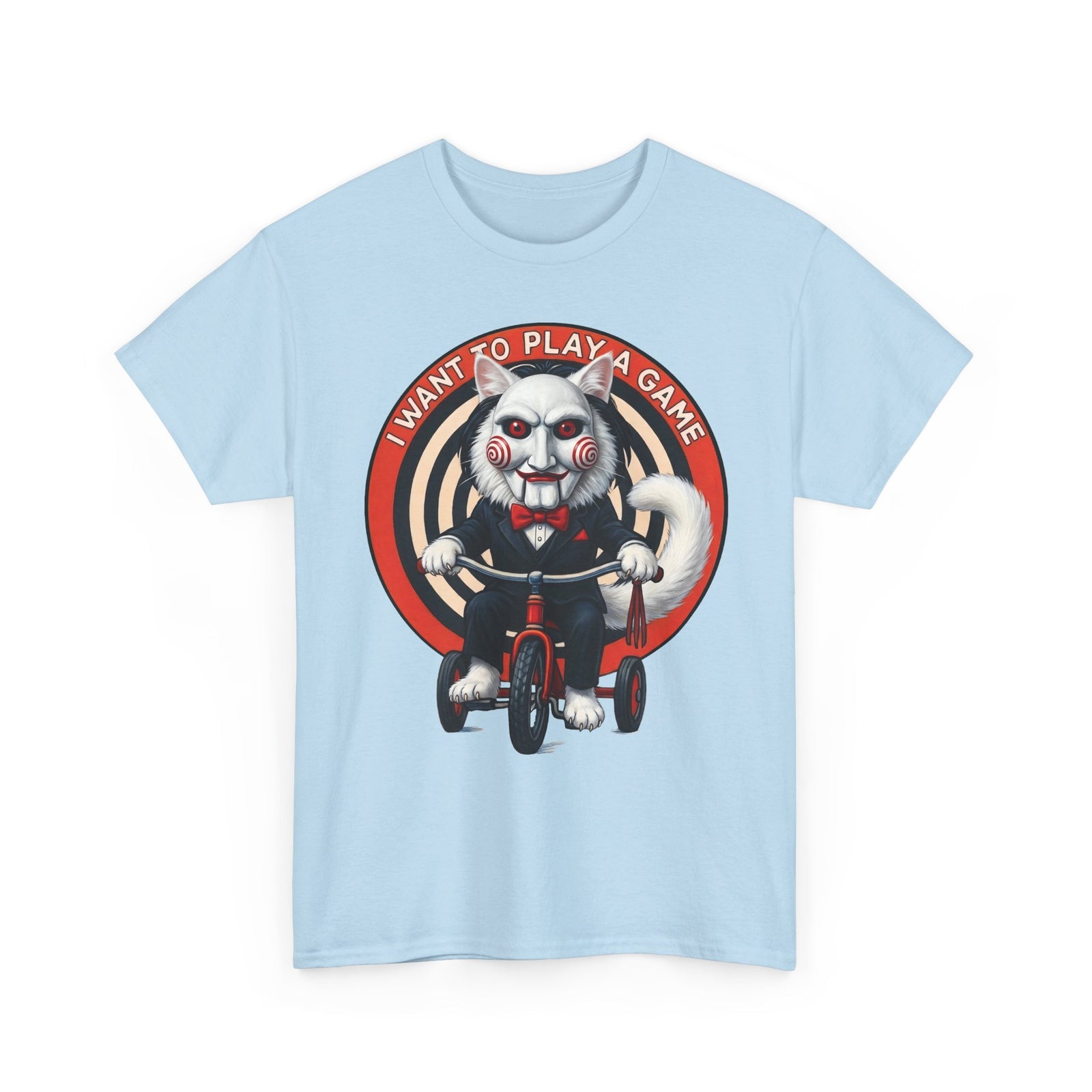 I Want To Play A Game SAW Cat T-Shirt — Funny Jigsaw Puppet Feline Tee