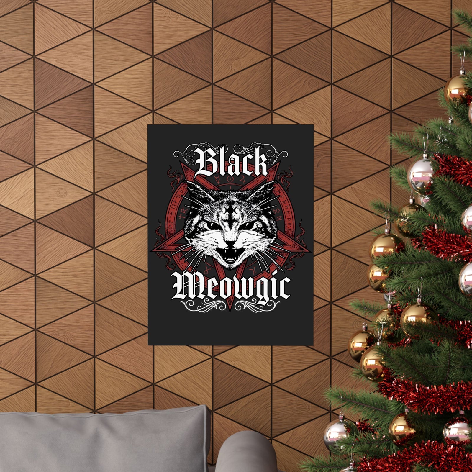 Black Meowgic Poster — Cute Cat Magic Graphic Poster
