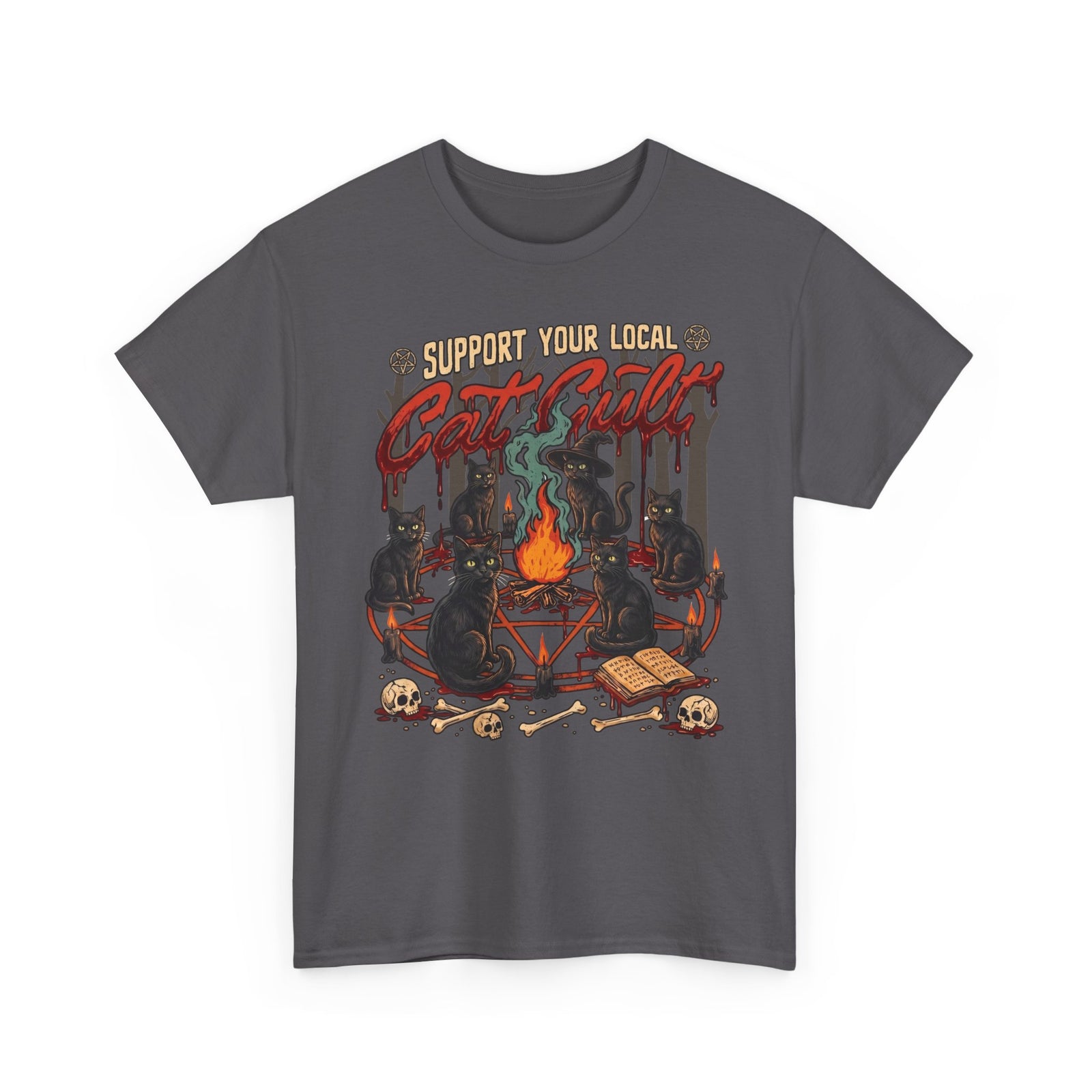 Support Your Local Cat Cult T-Shirt — Witchy Occult Black Cats Tee
