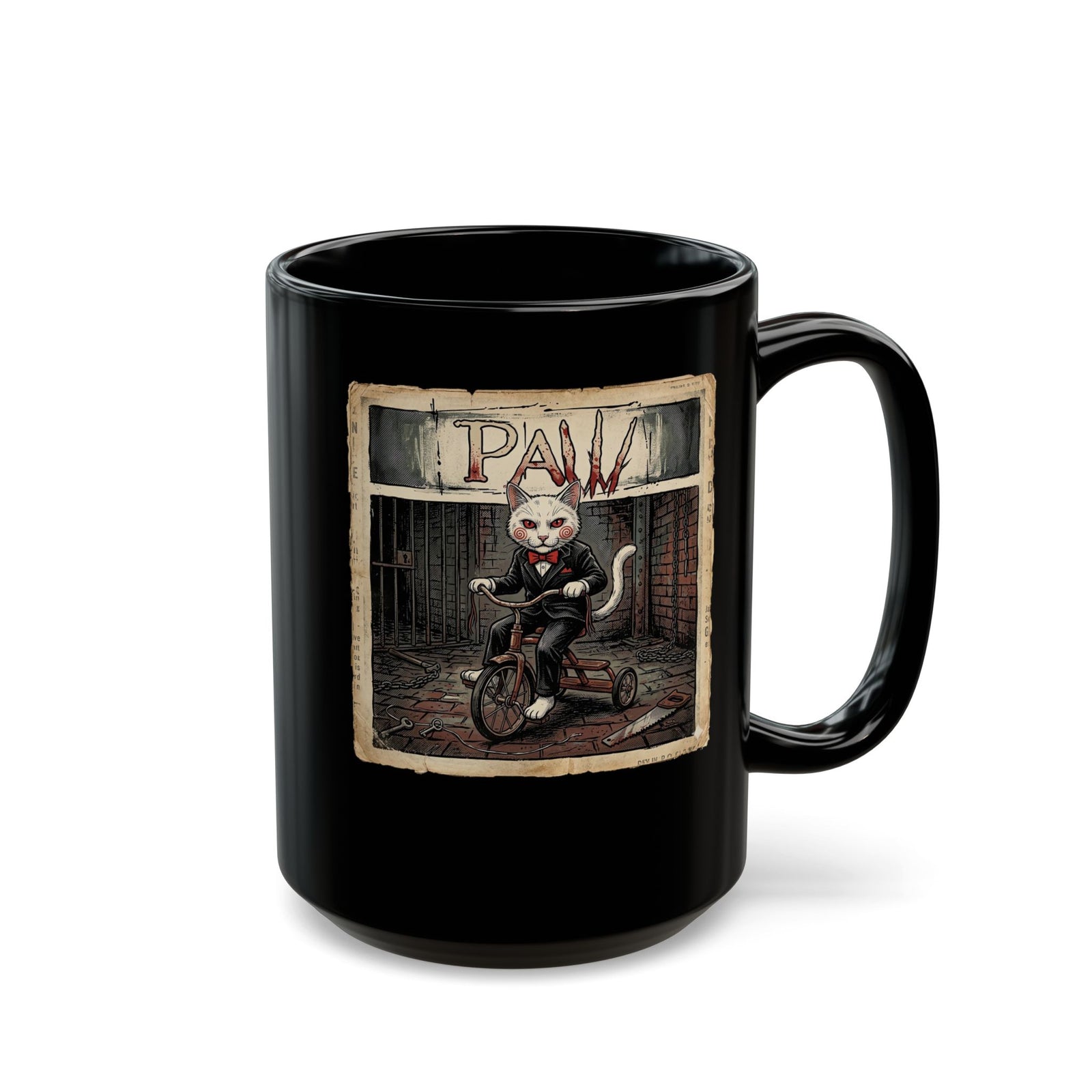 Billy the Puppet Cat Lover Black Mug