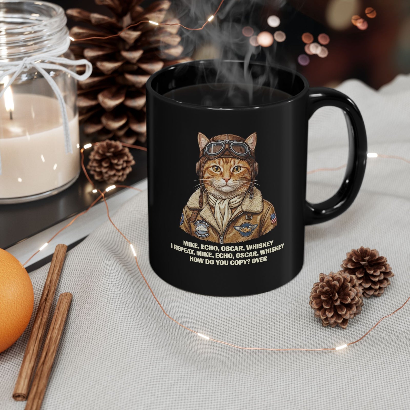 Military Alphabet Mug — "MIKE, ECHO, OSCAR, WHISKEY" Black Mug