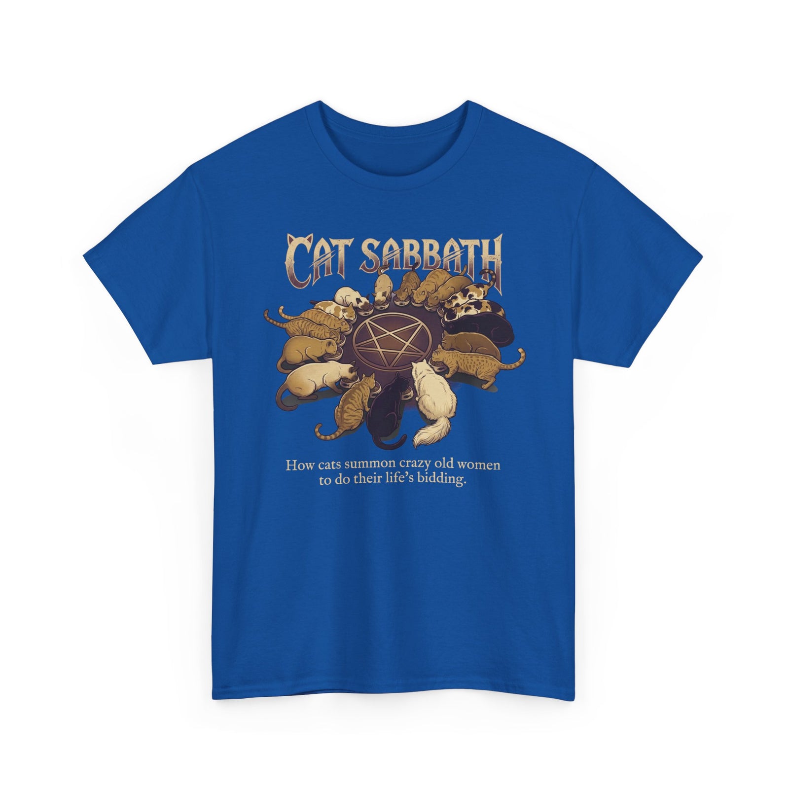Cat Sabbath Tee — Vintage Occult Cat Shirt with How Cats Summon Crazy Old Women…