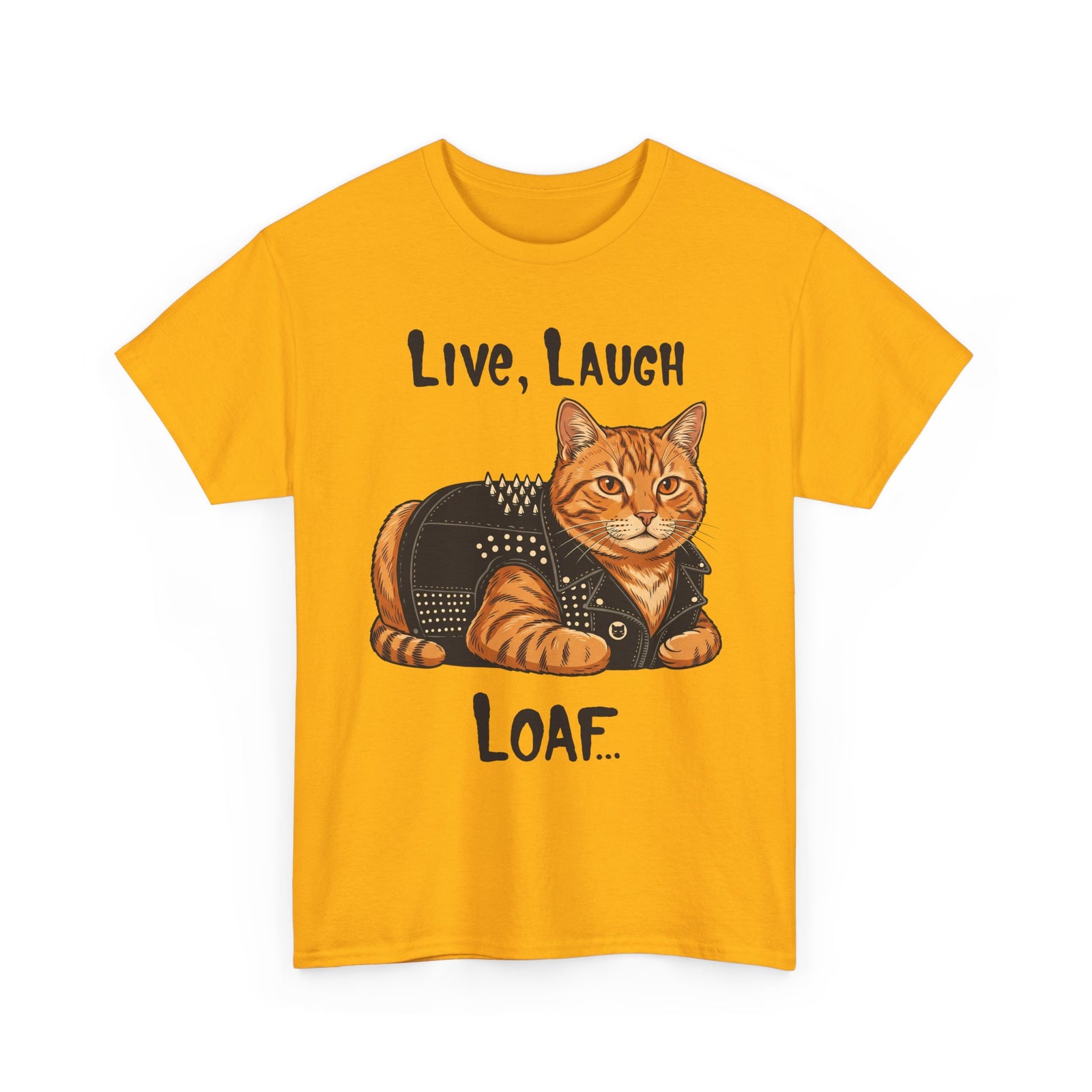 "Live, Laugh, Loaf" Punk Rock Orange Cat T-Shirt